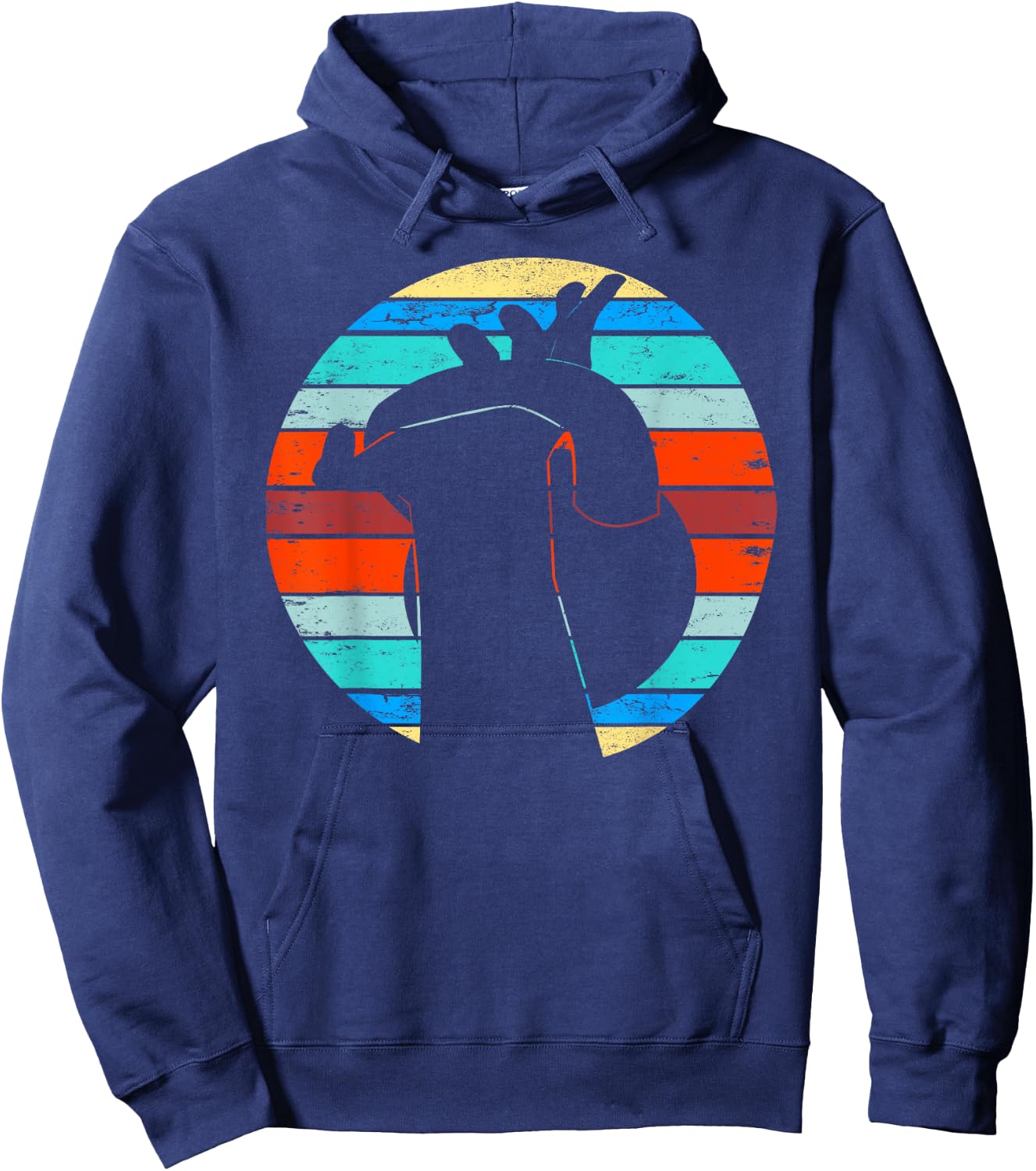 Vintage Workout Kettlebell Retro Sunset Gym Fitness Gift Hoodie - Hoodie | Navy