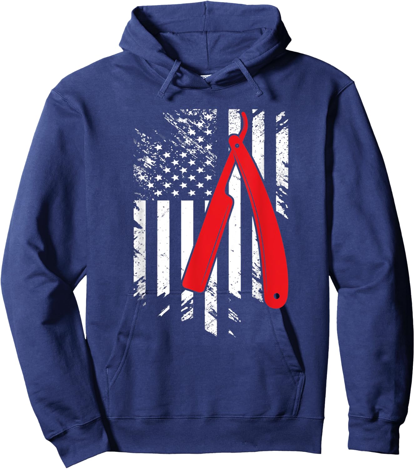 USA Red White Barber American Flag Cool Gift Hoodie - Hoodie | Navy