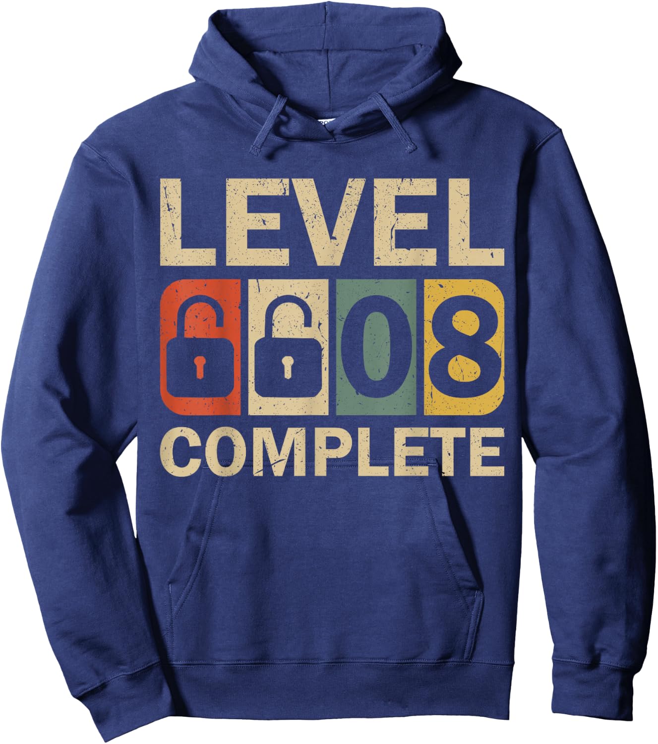Level 8 Complete for Couples Funny 8th Wedding Anniversary Hoodie - Hoodie | Navy