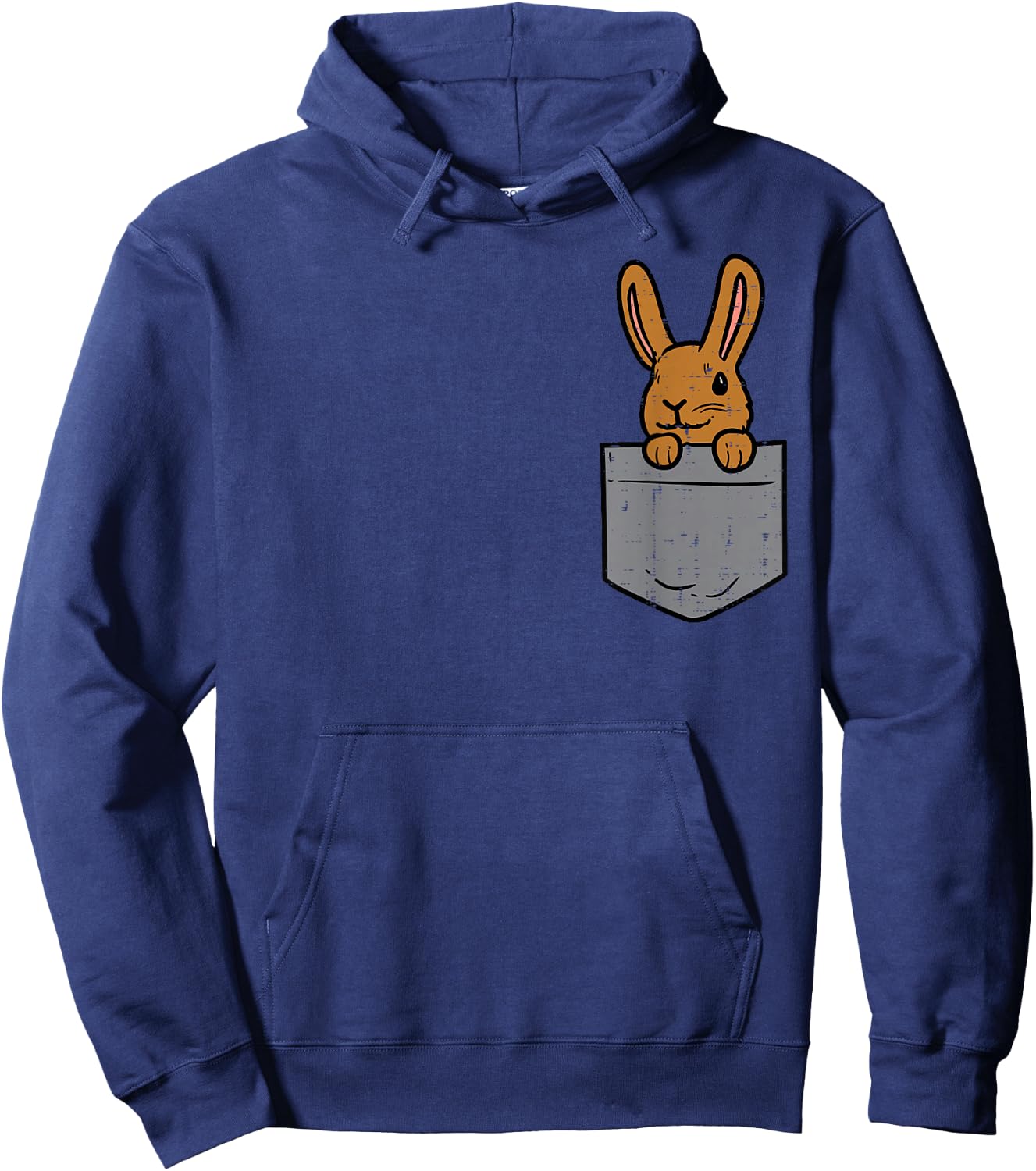 Pocket Bunny Rabbit Cute Happy Easter Day Men Women Kids Hoodie - Hoodie | Navy
