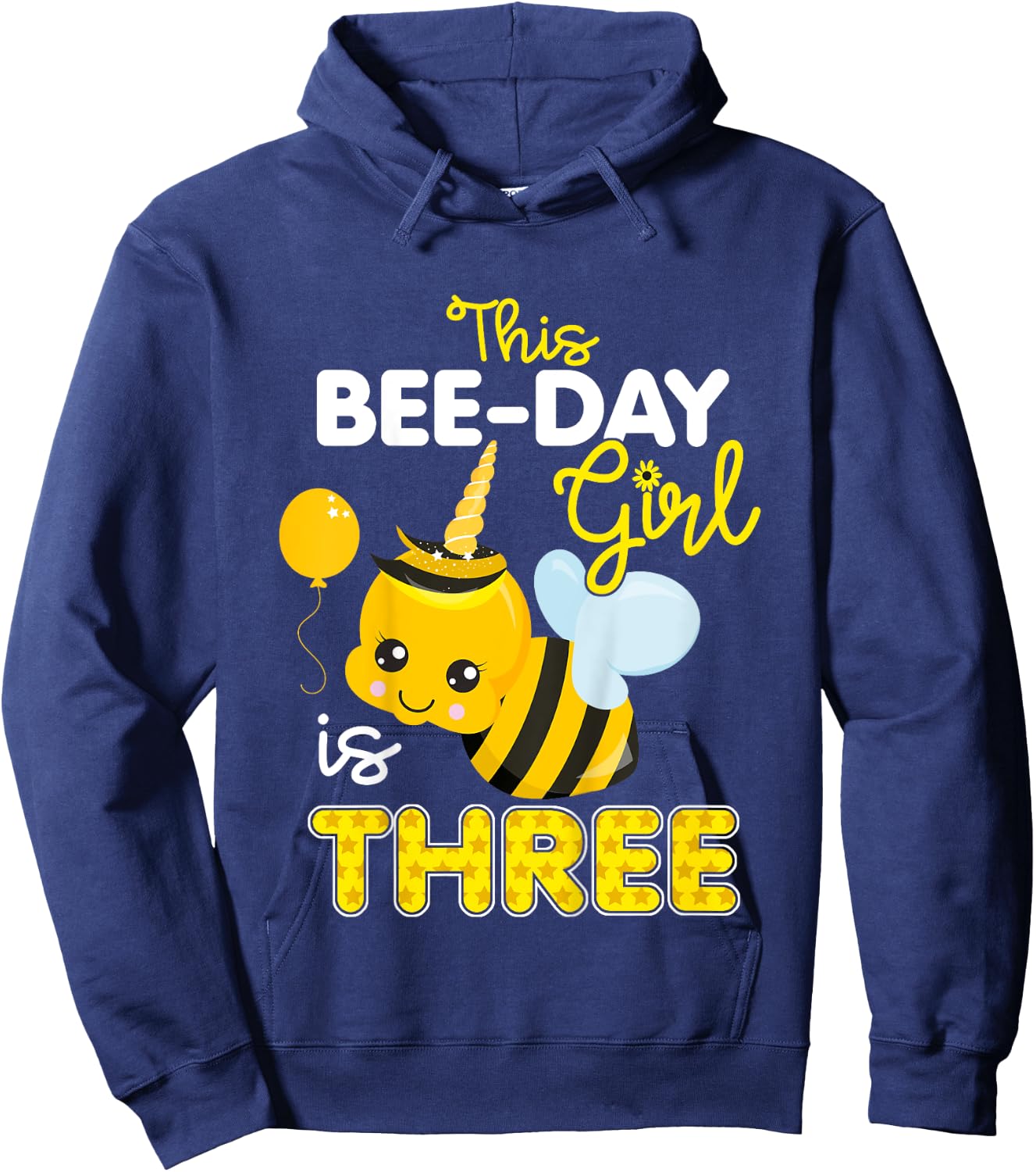3rd Birthday Girl Bee Themed 3 Year Old Bday Matching Party Hoodie - Hoodie | Navy