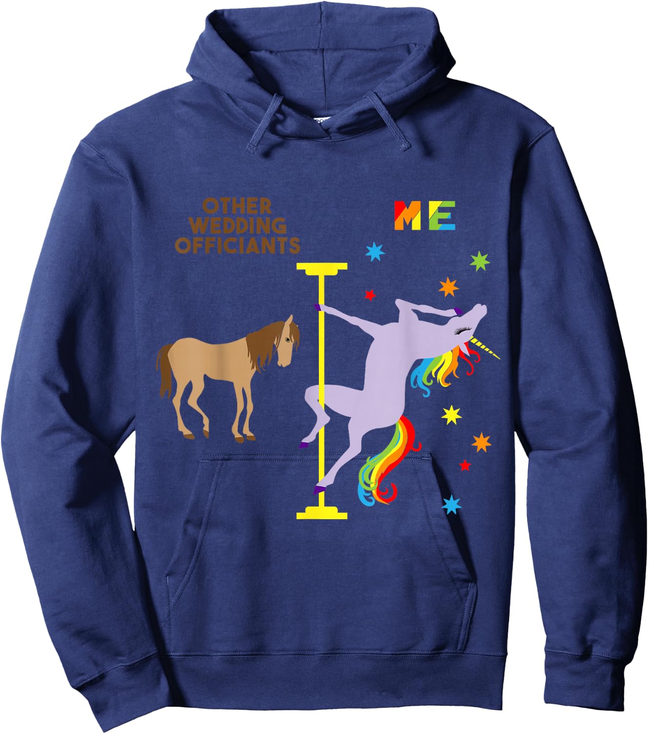 Funny Wedding Officiant Thank You Gift Rainbow Unicorn Hoodie - Hoodie | Navy