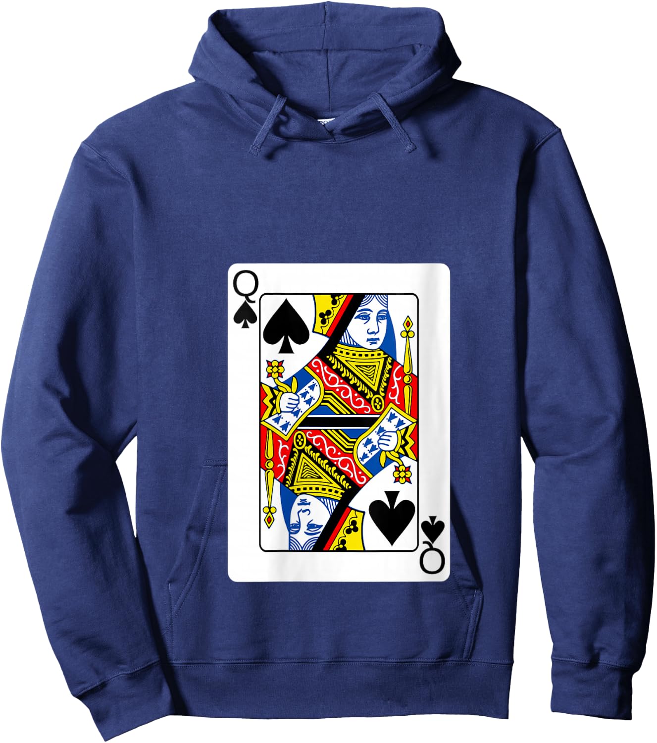 Queen Of Spades Playing Card Group Costume Poker Player V-Neck Hoodie - Hoodie | Navy