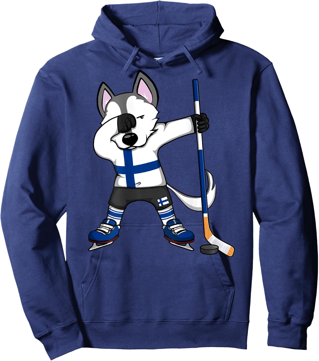 Dabbing Husky Finland Ice Hockey Lovers Jersey Winter Sports Hoodie - Hoodie | Navy