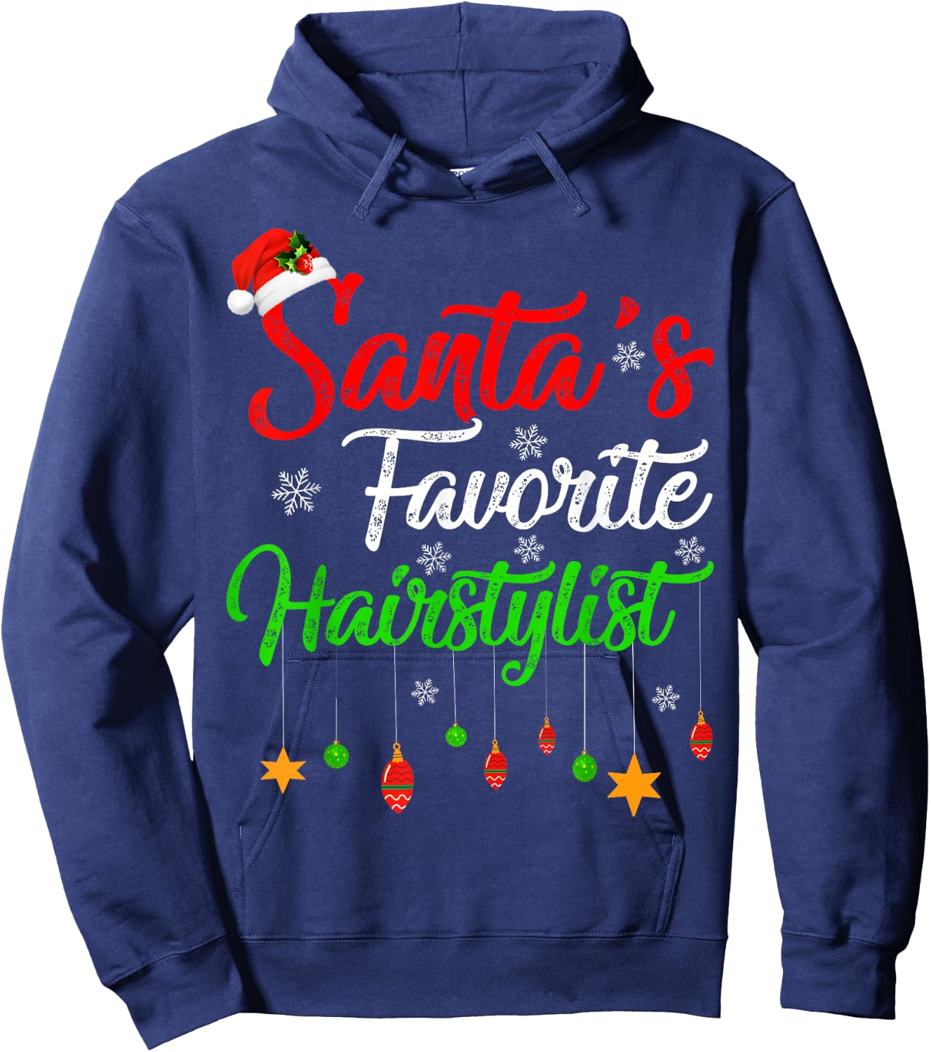 Funny Xmas Santa's Favorite Hairstylist Christmas Hoodie - Hoodie | Navy