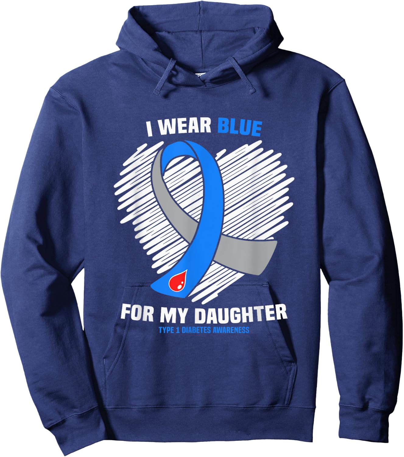 I Wear Blue For My Daughter Type 1 Diabetes Awareness Hoodie - Hoodie | Navy