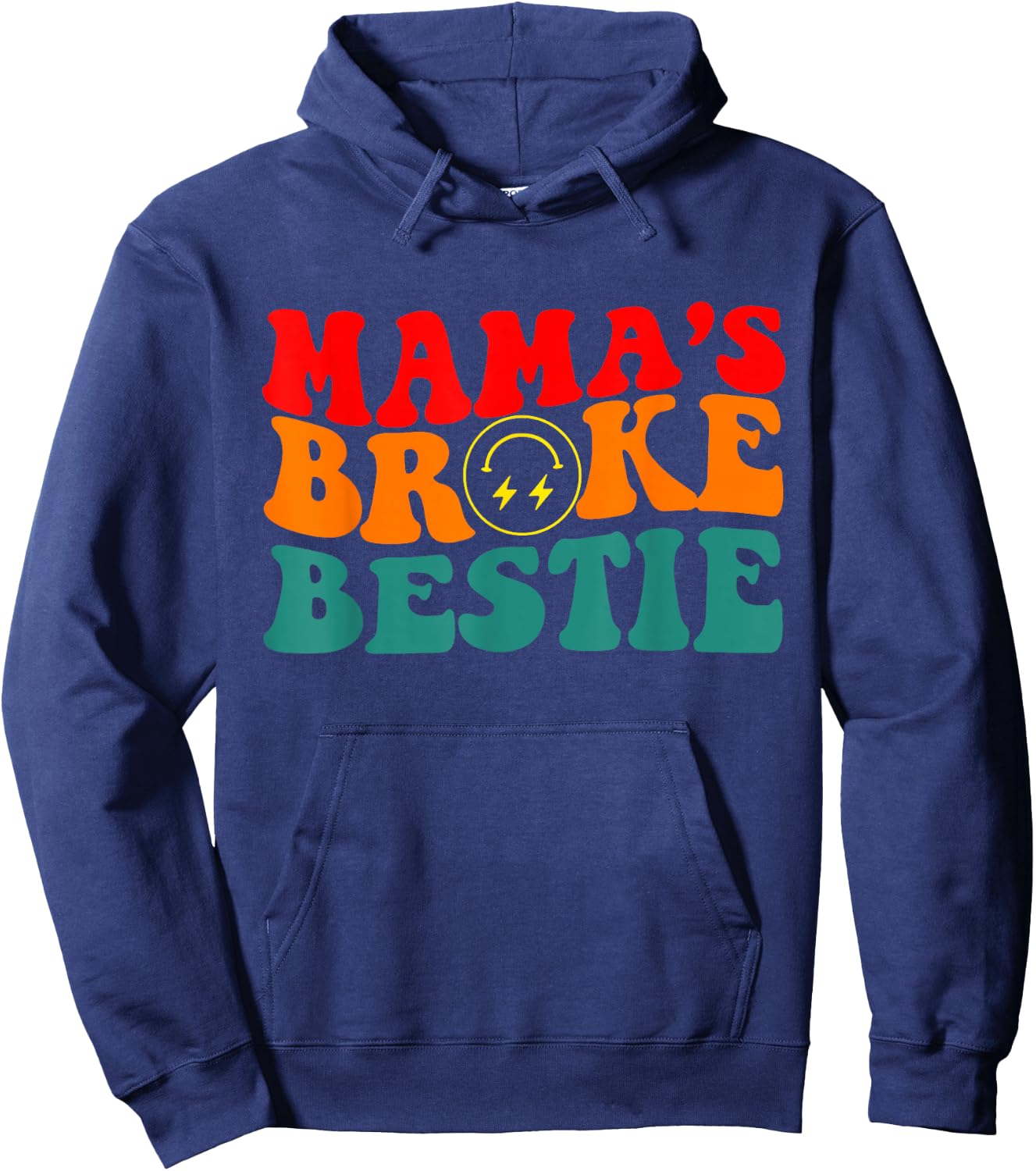Groovy Retro Mama's Broke Bestie Vintage Quote Hoodie - Hoodie | Navy