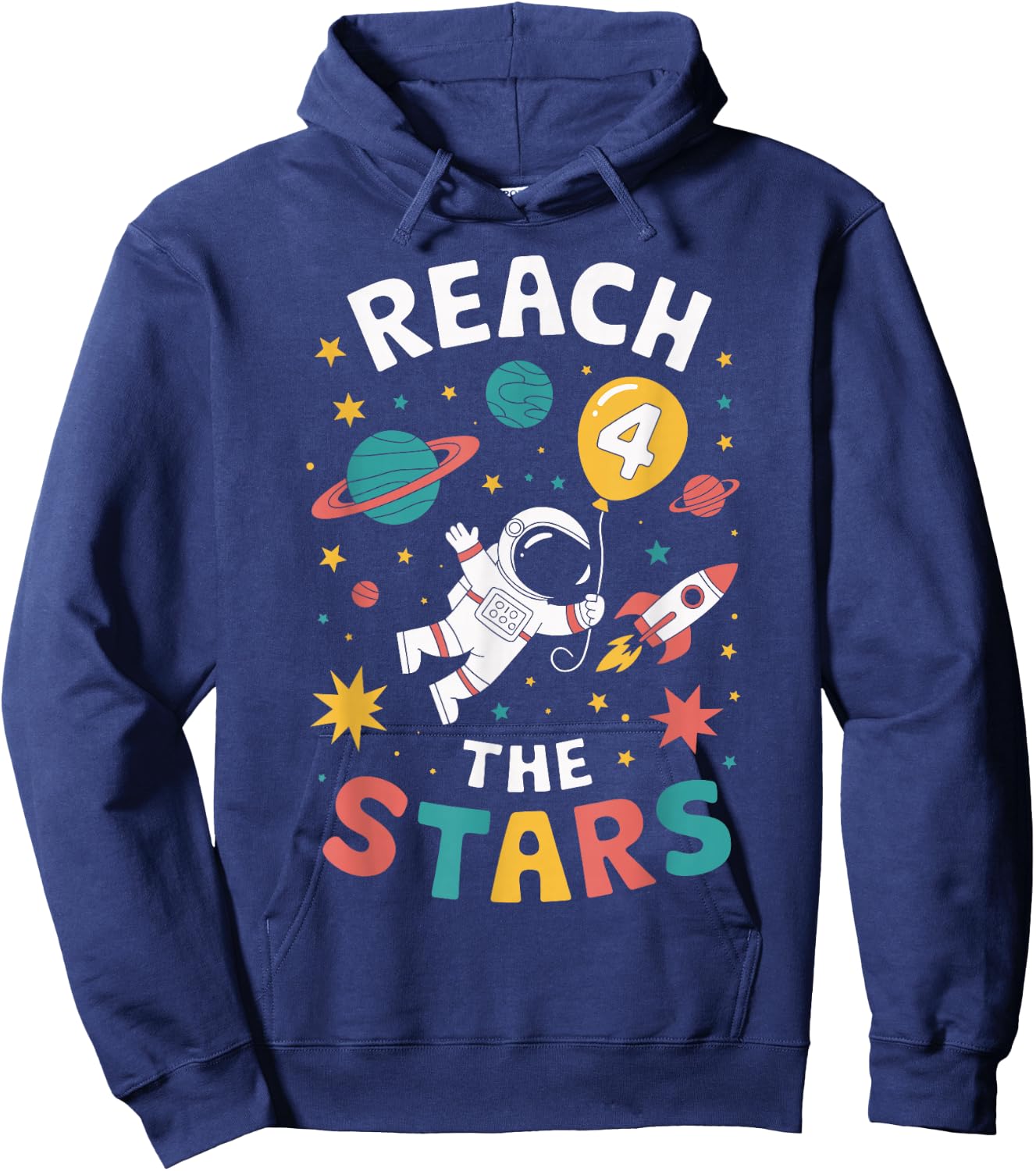 Reach 4 The Stars Cosmic Adventure Rocket Universe Fun Hoodie - Hoodie | Navy