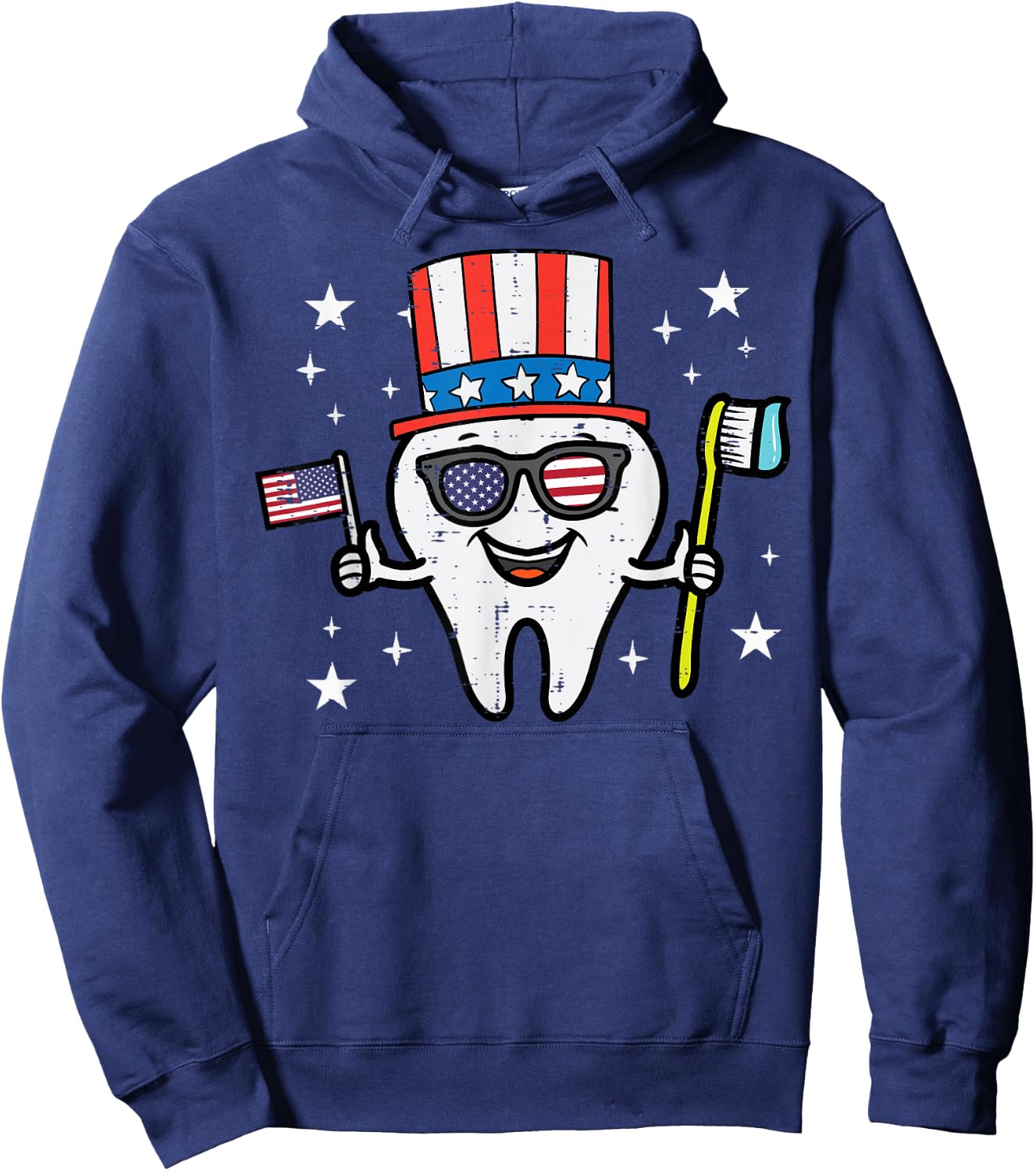 4th Of July Dentist Tooth Dental Patriotic Women Men Kids Hoodie - Hoodie | Navy