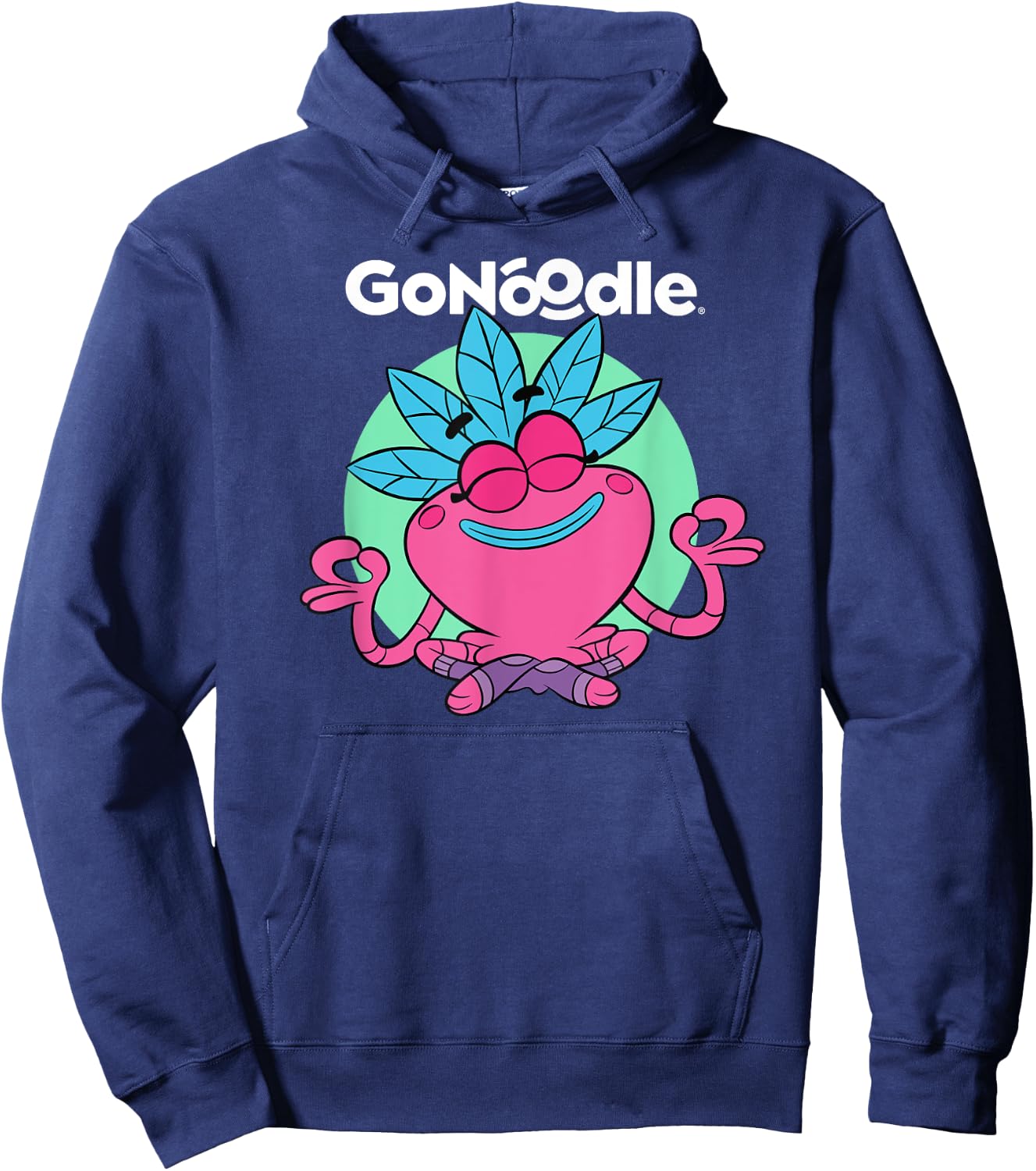 GoNoodle Om Petalhead Champ - -Adults & Kids - Black - Small - Short Sleeve - Classic Fit - Cotton & Polyester - Modern Classic - Stylish - Dancing & Running - All Seasons Hoodie - Hoodie | Navy