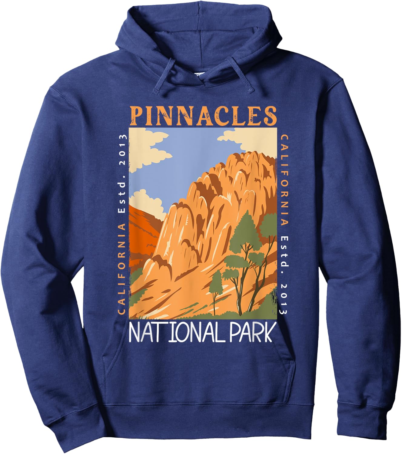 Pinnacles National Park California Distressed Vintage Hoodie - Hoodie | Navy