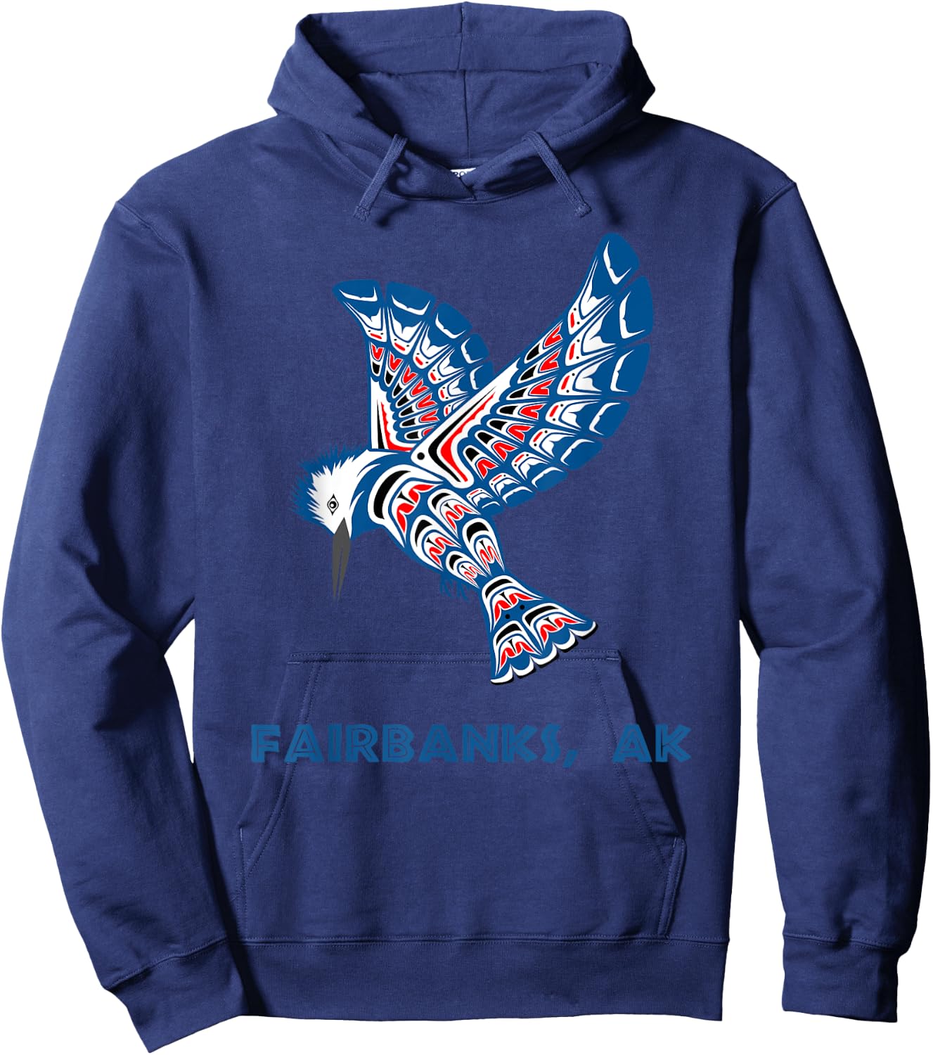 Fairbanks Alaska Kingfisher Native American Indian Bird Art Hoodie - Hoodie | Navy