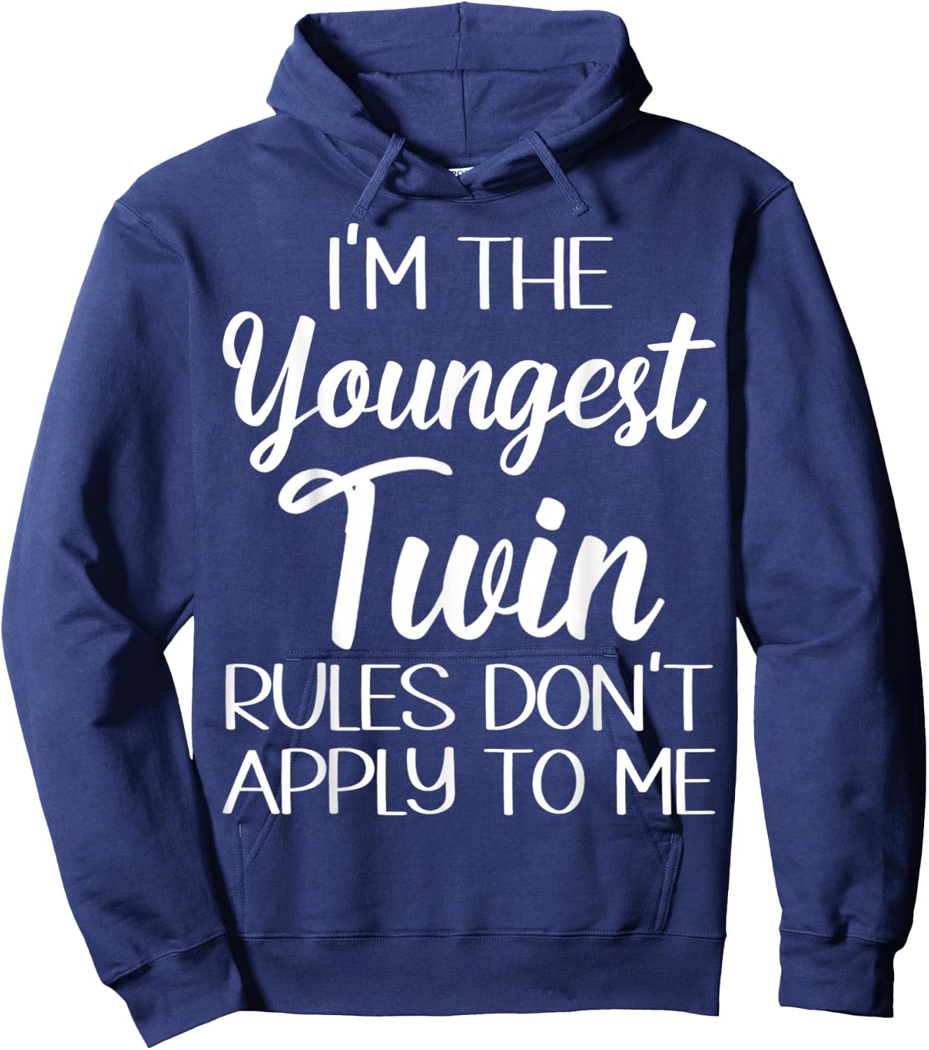 Youngest Twin Shirt Birthday Sibling Funny Twins Matching Hoodie - Hoodie | Navy