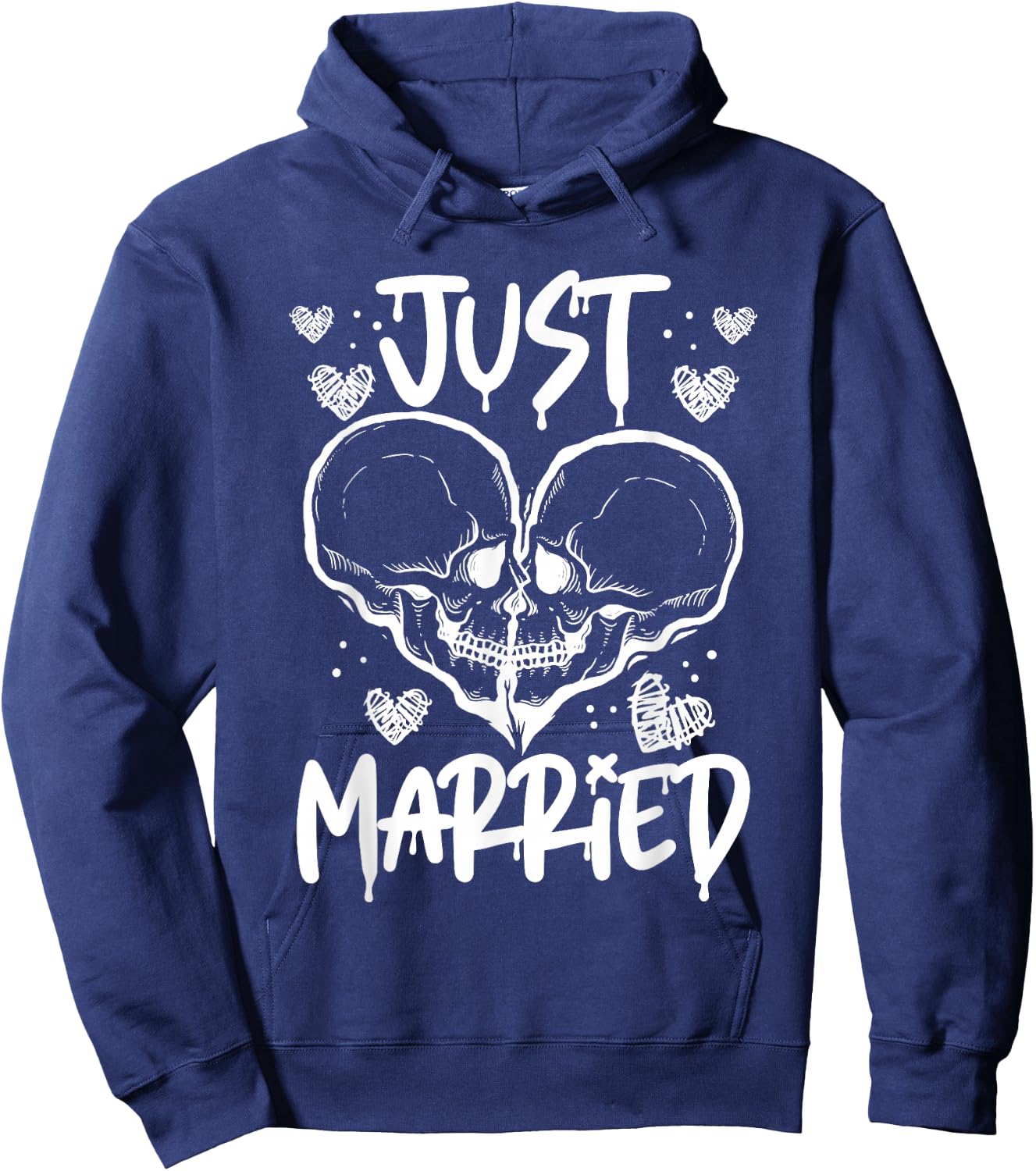 Just Married Halloween Skeleton Bride and Groom Wedding Hoodie - Hoodie | Navy