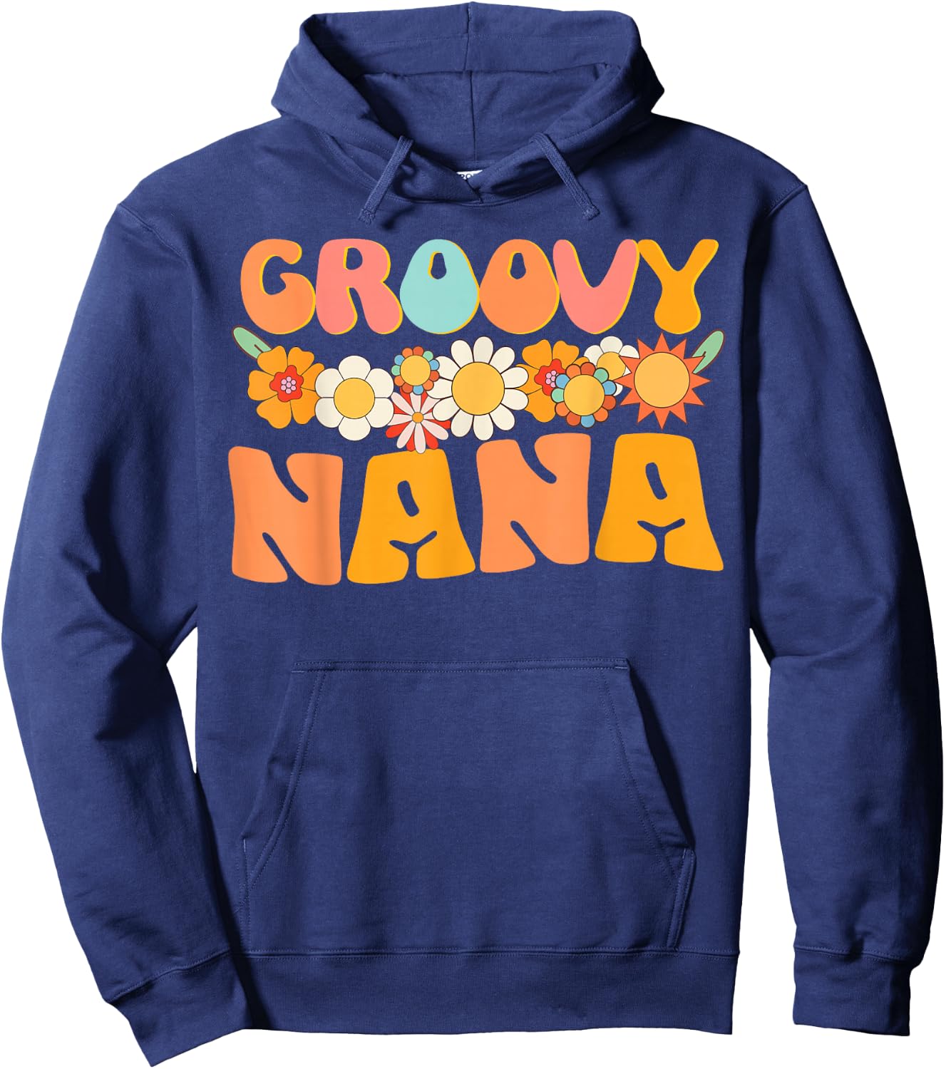 Retro Groovy Grandma Nana Matching Family 1st Birthday Party Hoodie - Hoodie | Navy