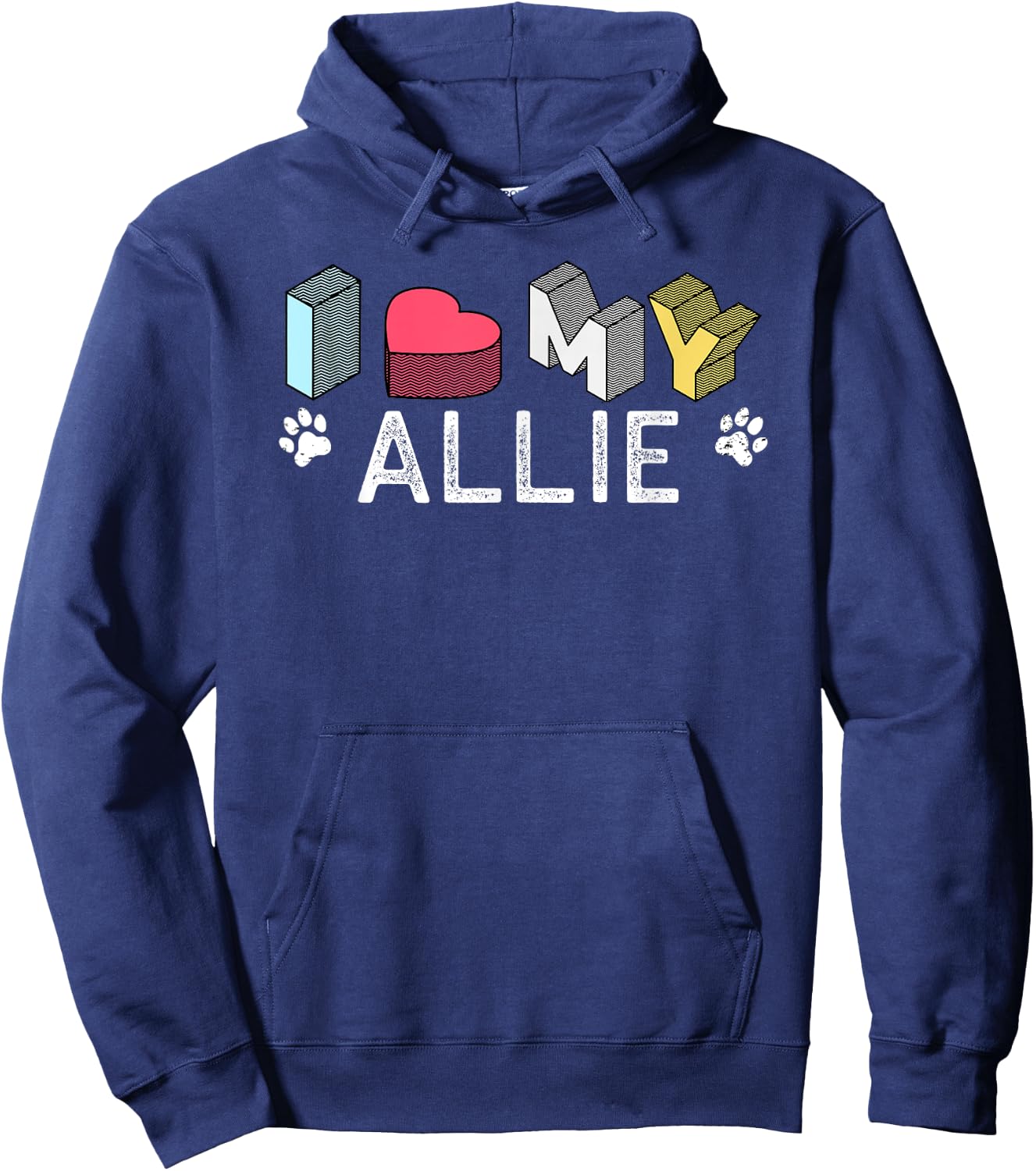 Allie Personalized Dog Name Allie Pet Lover Men Women Kids Hoodie - Hoodie | Navy