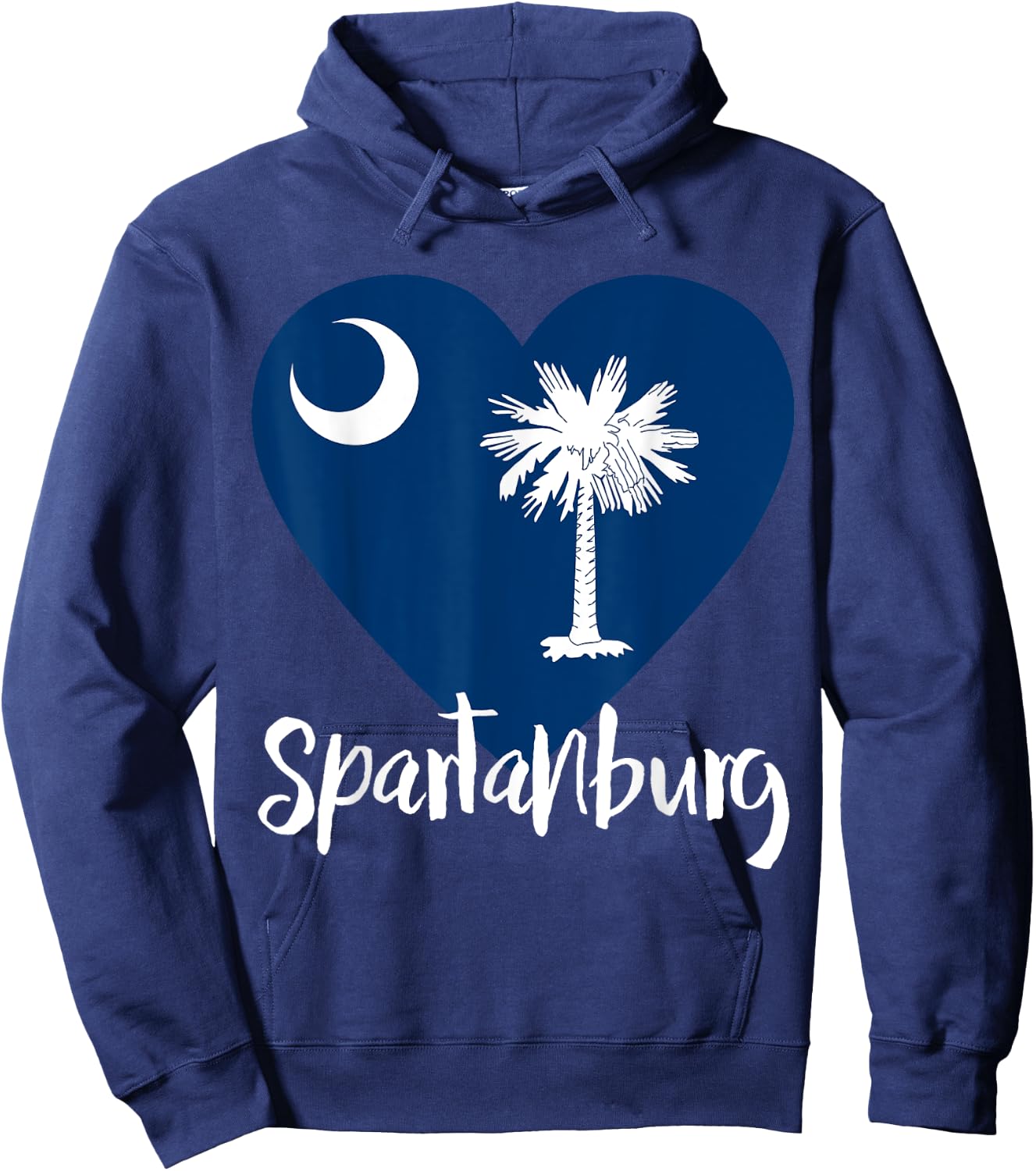 I Love Spartanburg South Carolina City SC Flag Heart Hoodie - Hoodie | Navy