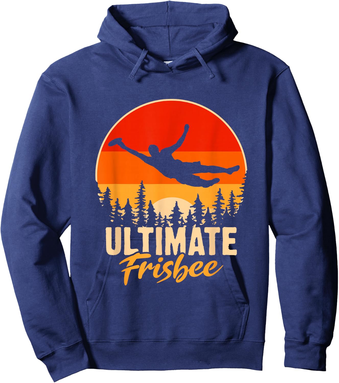 Retro Ultimate Frisbee Player Men Women Vintage Flying Disc Hoodie - Hoodie | Navy
