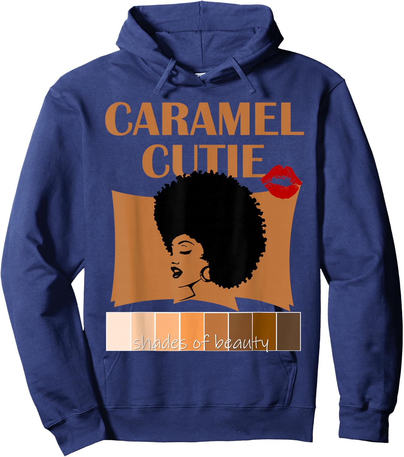 Caramel Cutie Natural Fro Shades of Black Color Palette Hoodie - Hoodie | Navy