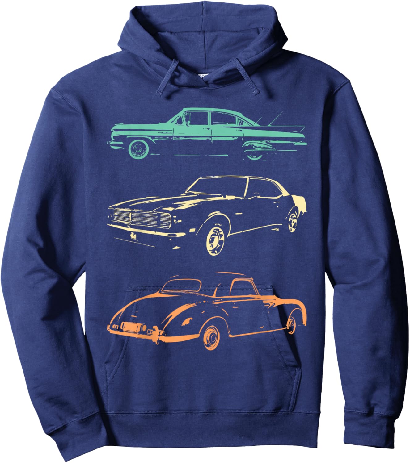 Vintage Cars - 80s & 90s Graphic Retro Hoodie - Hoodie | Navy