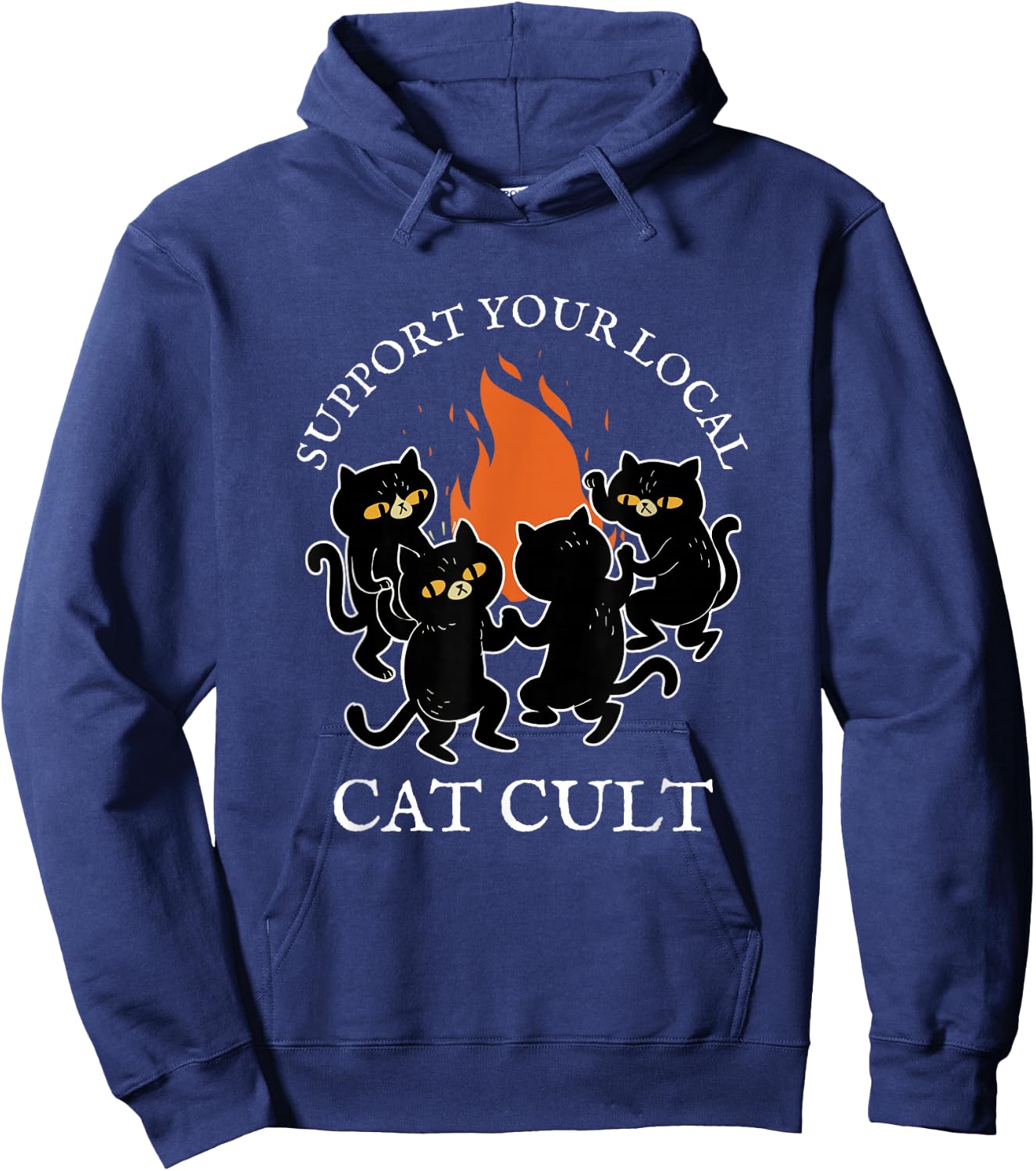 Support Your Local Cat Cult Occult Black Cats Dancing Witch Women Hoodie - Hoodie | Navy