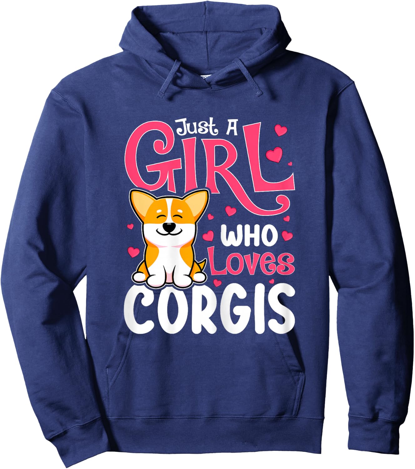 Just A Girl Who Loves Corgis Cute Dog Lover Women Novelty Hoodie - Hoodie | Navy