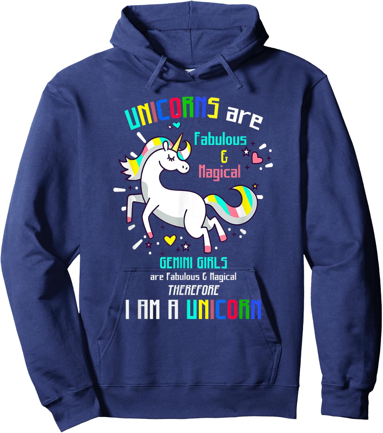 GEMINI SIGN | UNICORNS | GEMINI GIRLS ARE FABULOUS - Birthda Hoodie - Hoodie | Navy