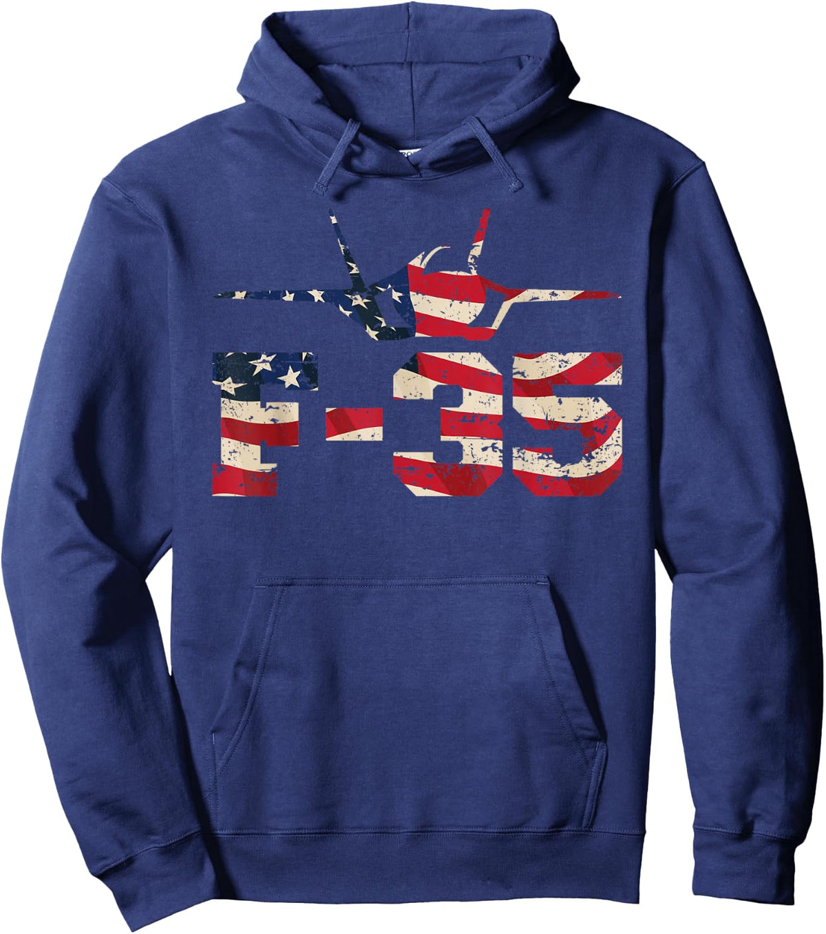 F 35 Fighter Jet Distressed USA Flag Overlay Kids Men Hoodie - Hoodie | Navy