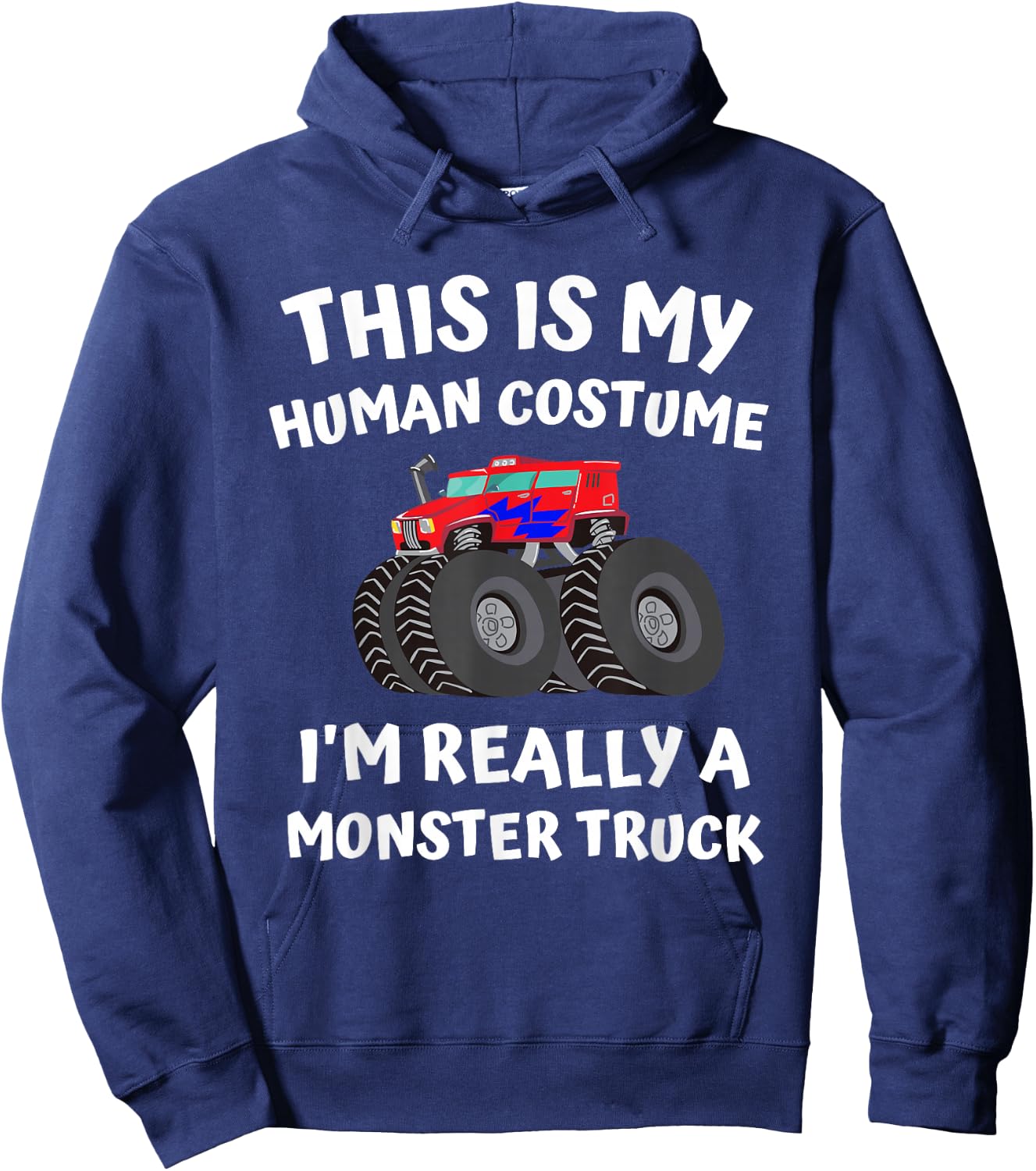 Kids Monster Truck Halloween Costume Toddler Boys 5T 4T Hoodie - Hoodie | Navy