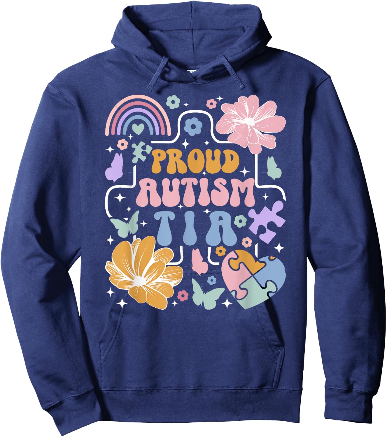 Groovy Proud Autism Tia Autism Awareness For Tia Hoodie - Hoodie | Navy