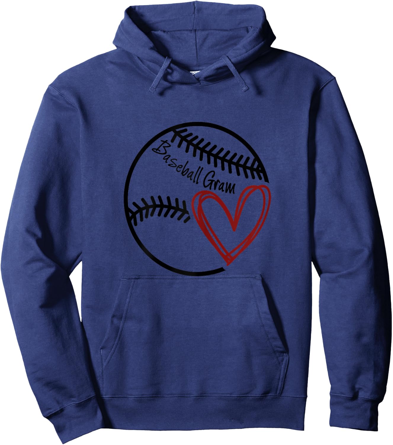 Baseball Gram Heart Grandma Hoodie - Hoodie | Navy