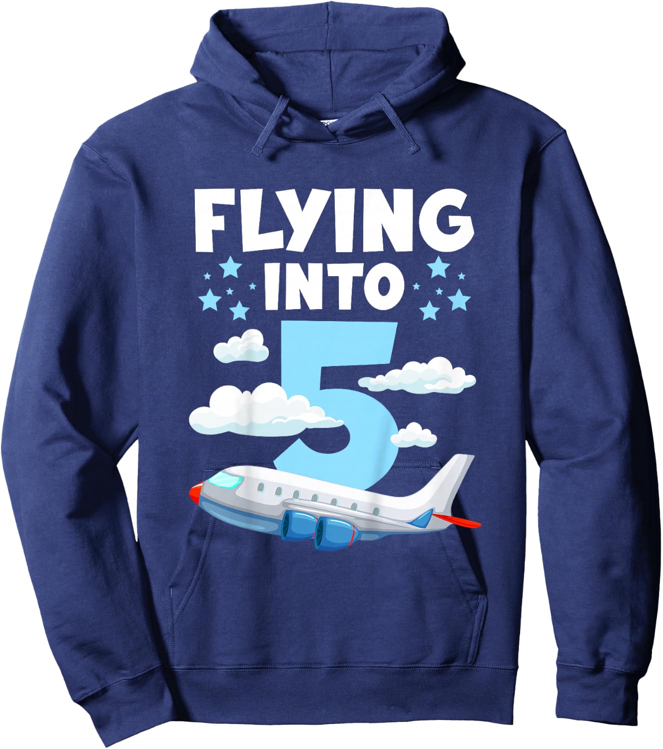 5th Airplane Birthday Party 5 Year Old Pilot Birthday Hoodie - Hoodie | Navy