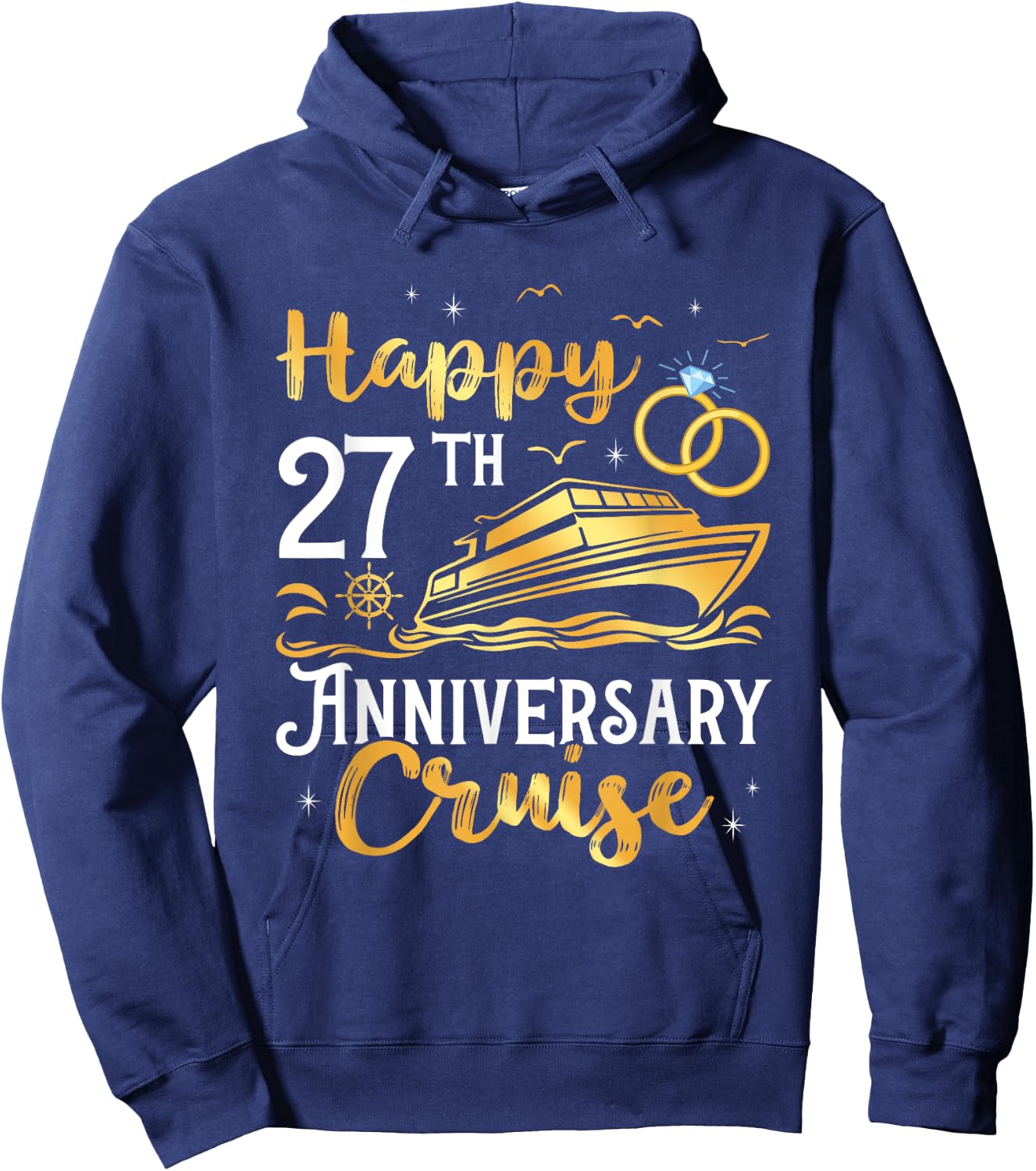 Happy 27th Anniversary Cruise Golden Wedding Trip Cruising Hoodie - Hoodie | Navy