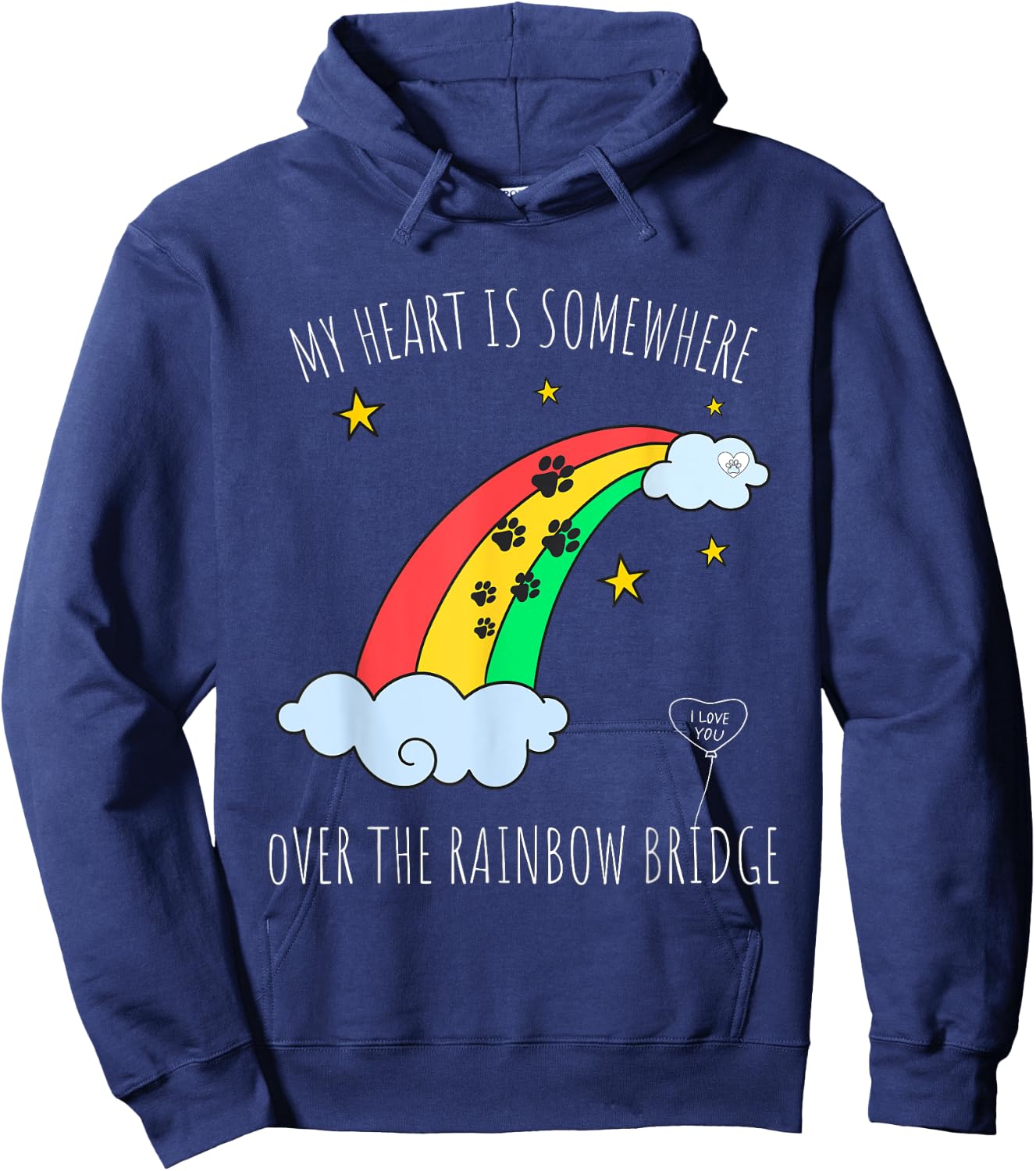 Loss of a Beloved Cat Dog. Rainbow Bridge Theme Men Women Kids Hoodie - Hoodie | Navy