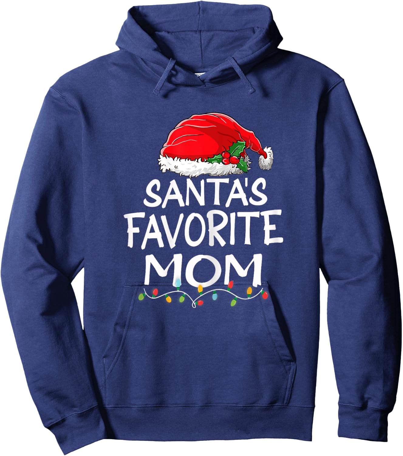 Santa's Favorite Mom Christmas Santa Claus tree lights Mommy Hoodie - Hoodie | Navy