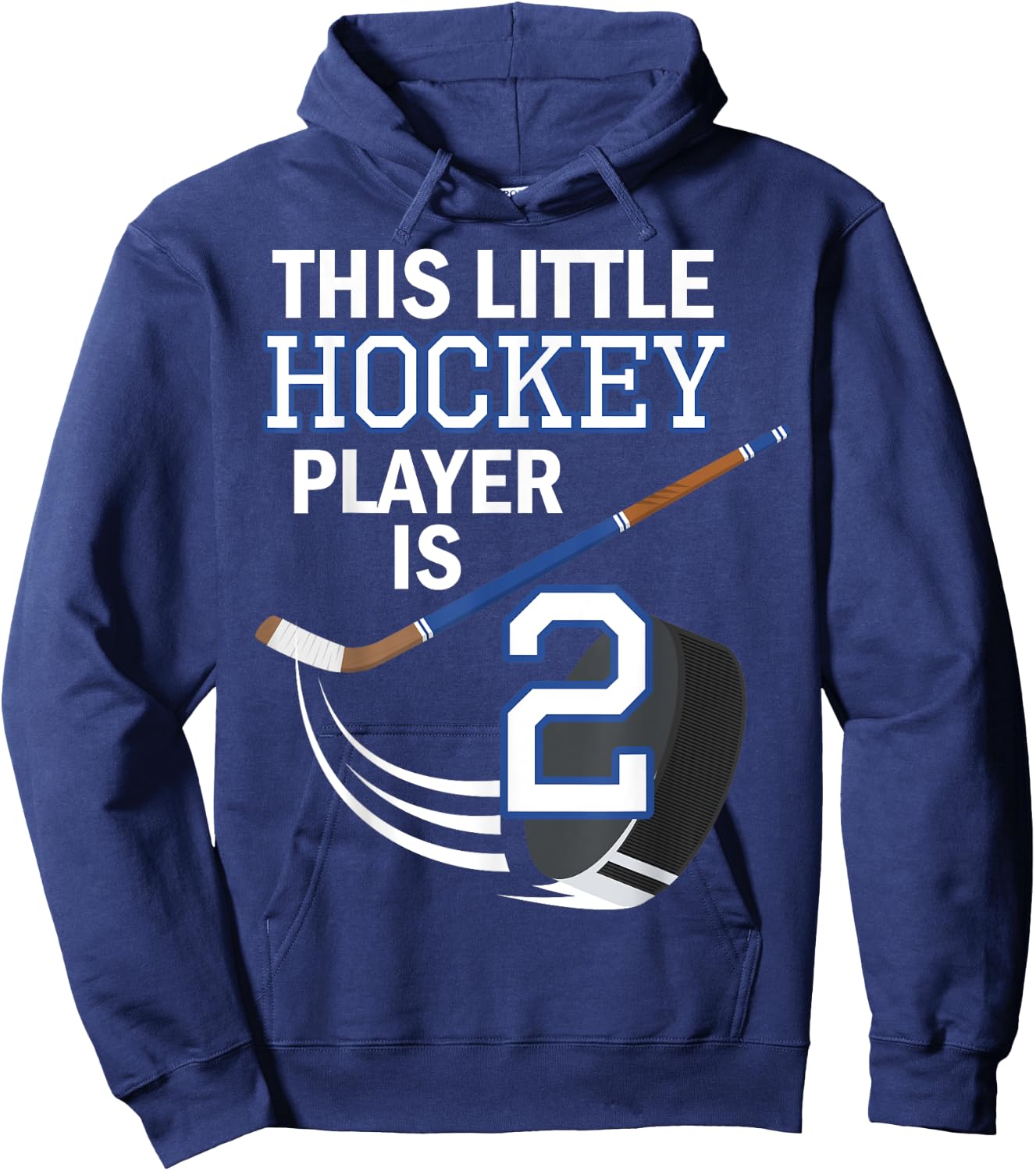 2nd Birthday Boy Hockey Stick Puck 2 Year Old Funny B-Day Hoodie - Hoodie | Navy