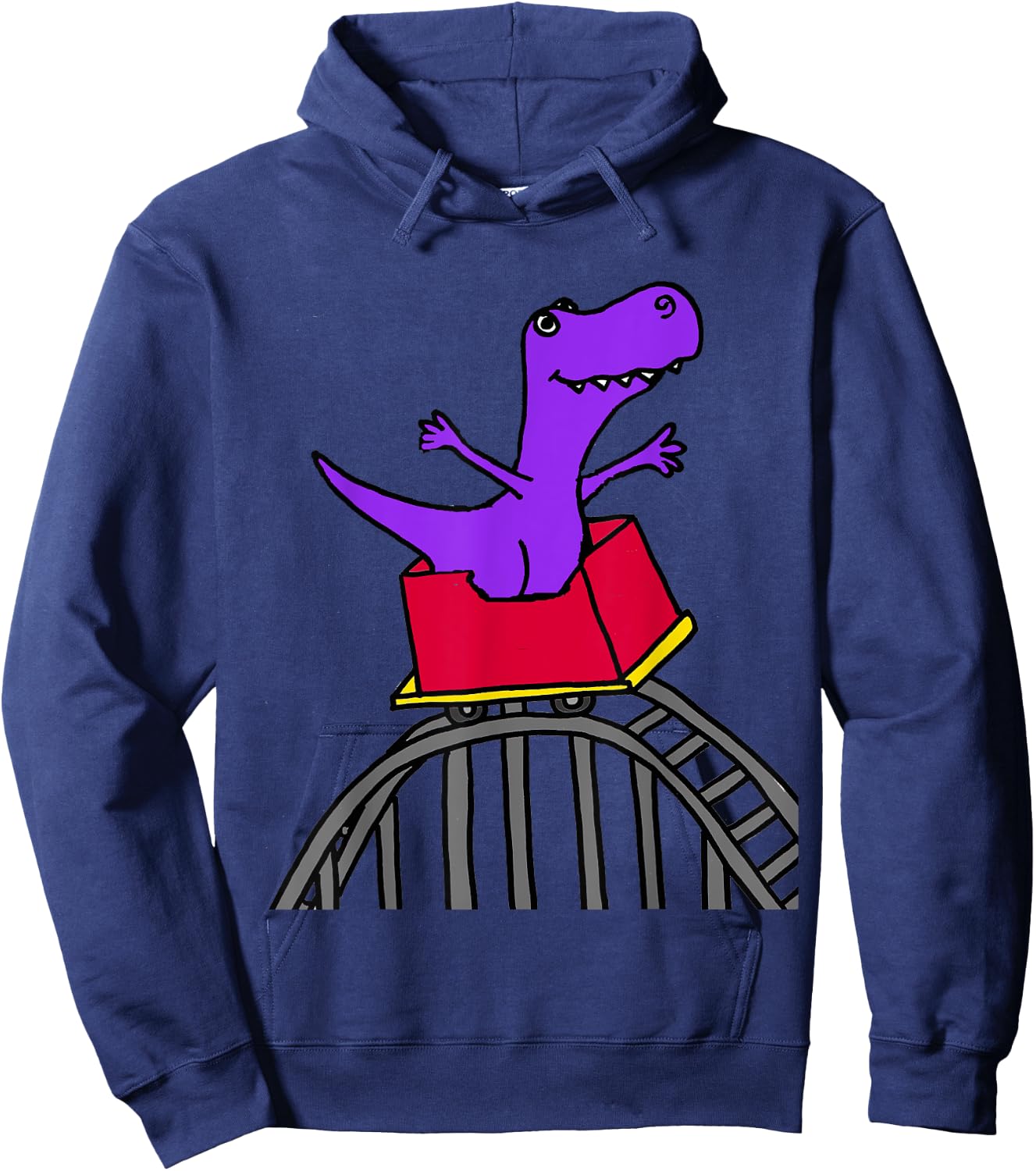 SmileteesFunny Funny T-rex Riding Roller Coaster Hoodie - Hoodie | Navy