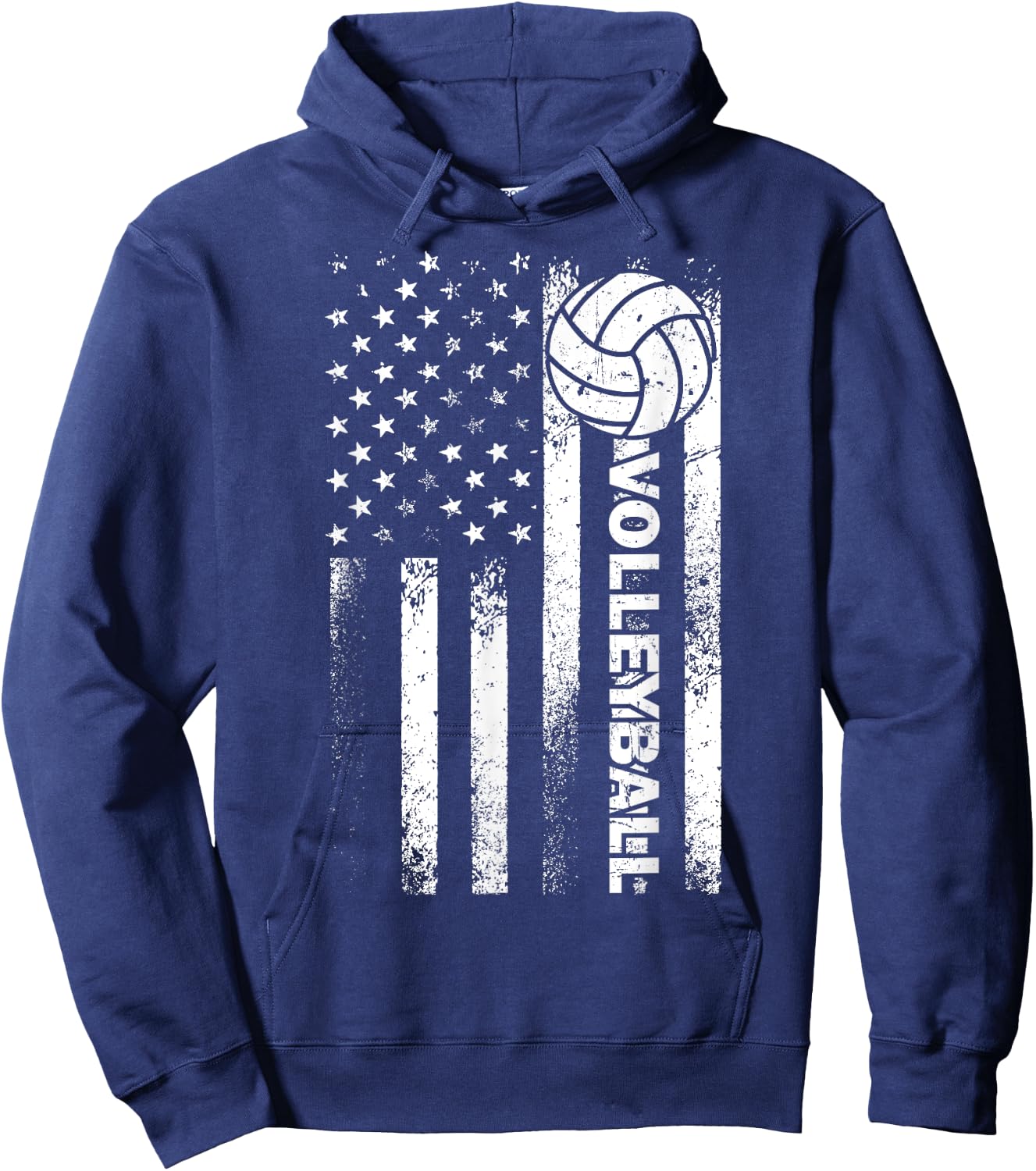 Funny Volleyball Design Women USA Patriotic Athlete Hoodie - Hoodie | Navy