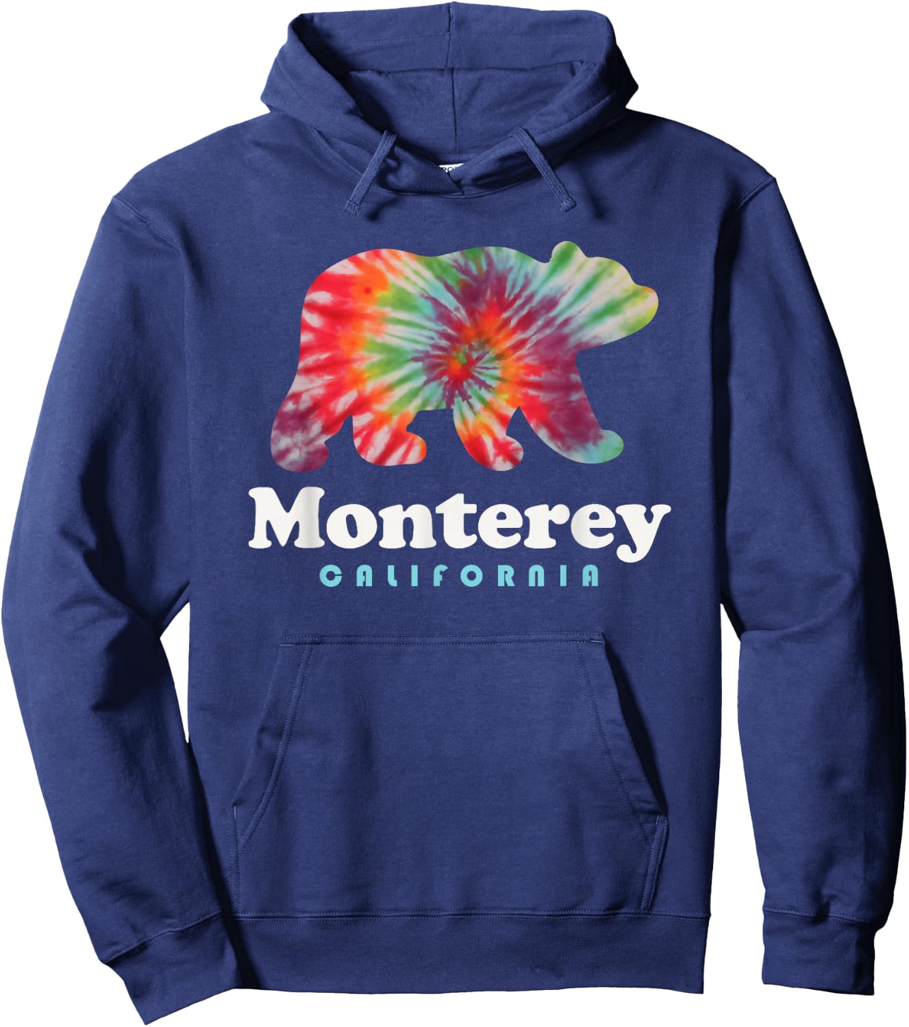 Monterey California Bear Tie Dye Hippie Carmel Valley Hoodie - Hoodie | Navy