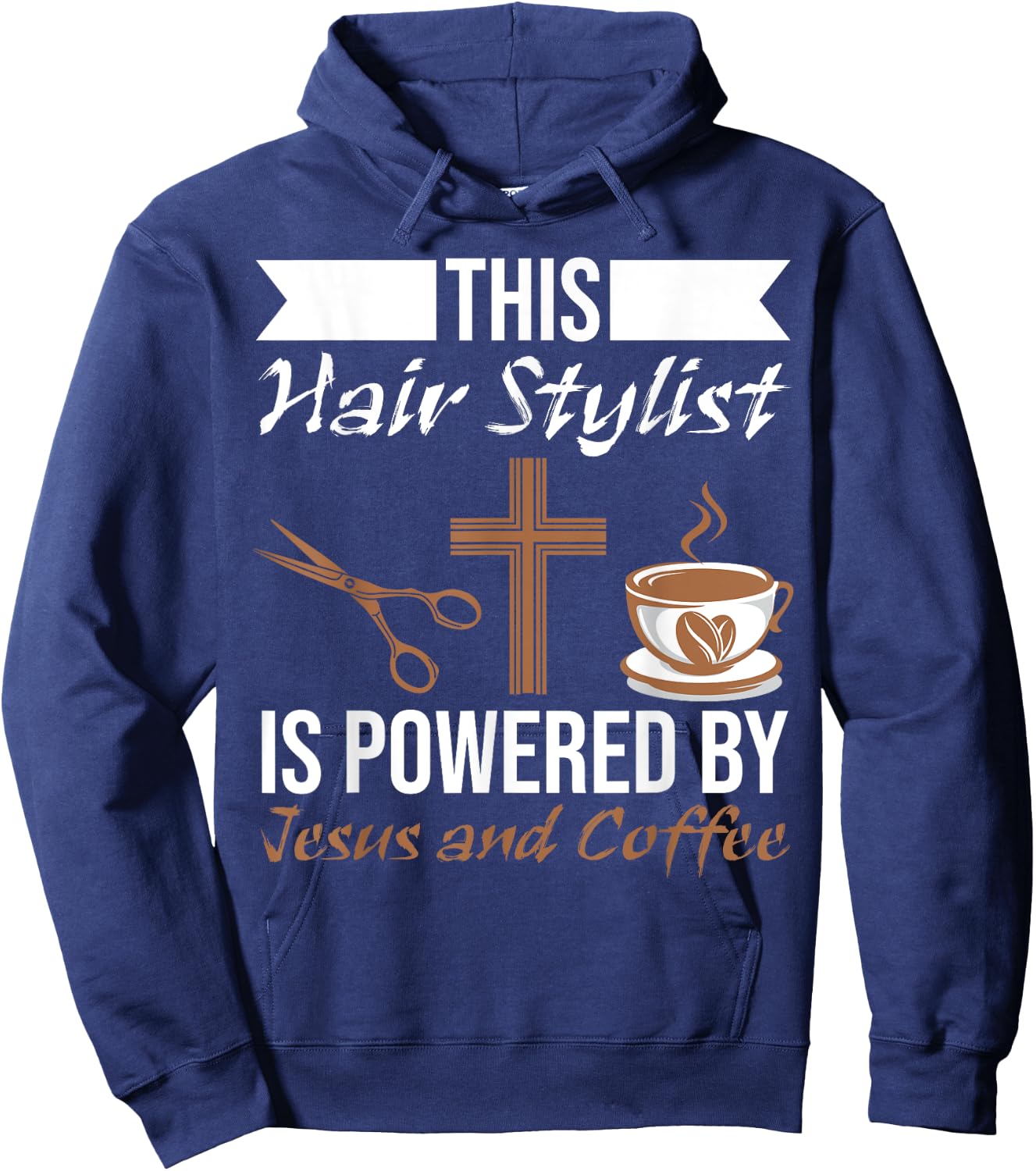 This Hair Stylist Is Powered By Jesus And Coffee Scissors Hoodie - Hoodie | Navy