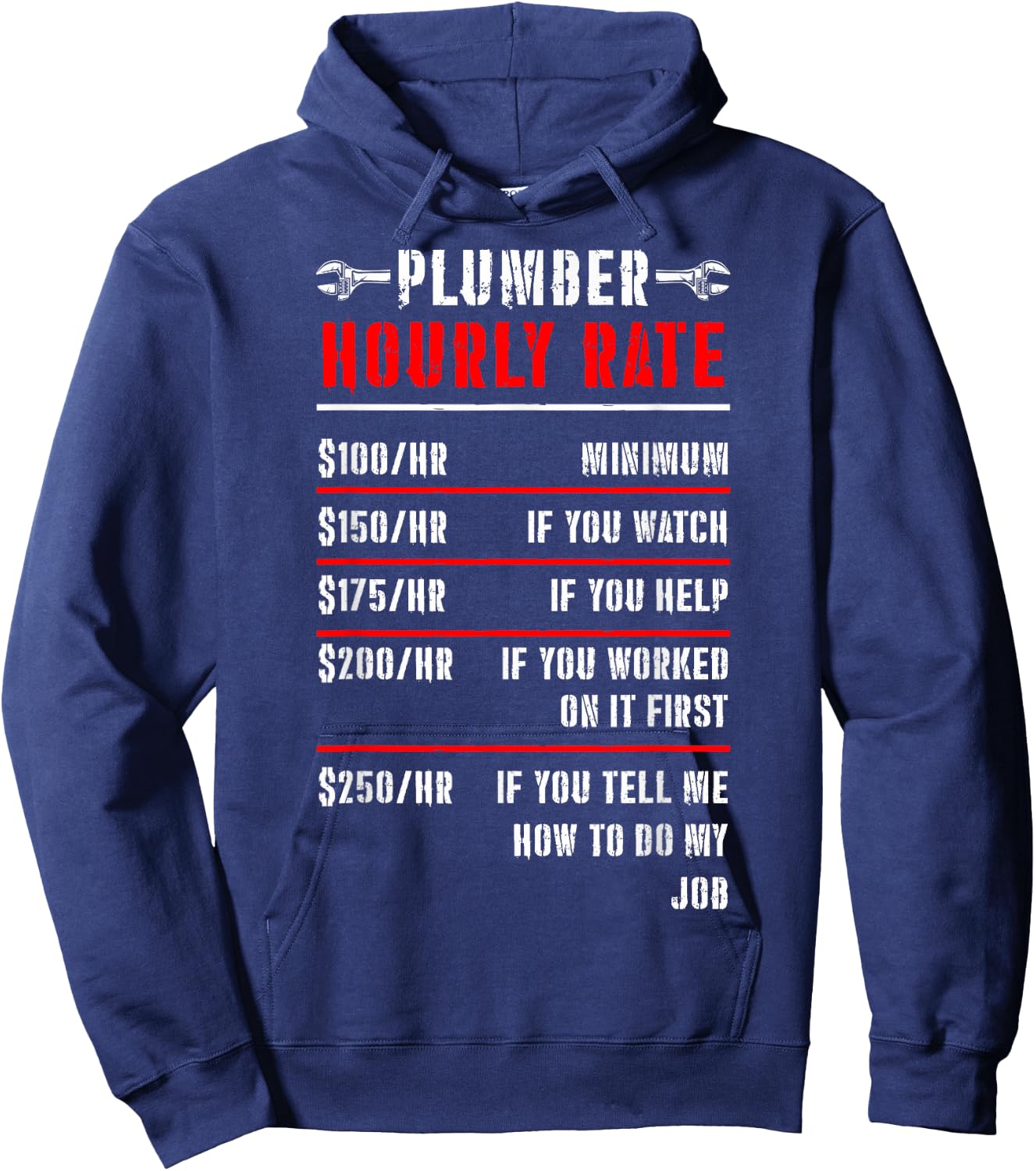 Funny Plumbers Plumber Dads Plumber Hourly Rate Plumber Rate Hoodie - Hoodie | Navy