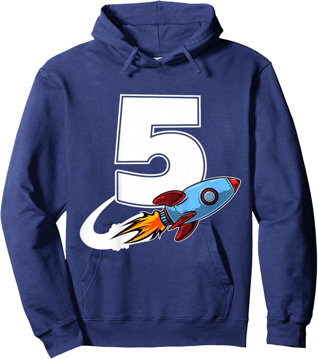 Outer Space 5 Year Old 5th Birthday Five Rocket Ship Party Hoodie - Hoodie | Navy
