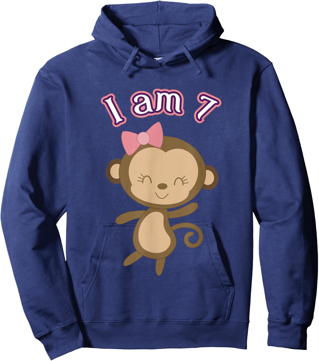 Seventh Birthday Monkey Kids for 7 Years Old Hoodie - Hoodie | Navy