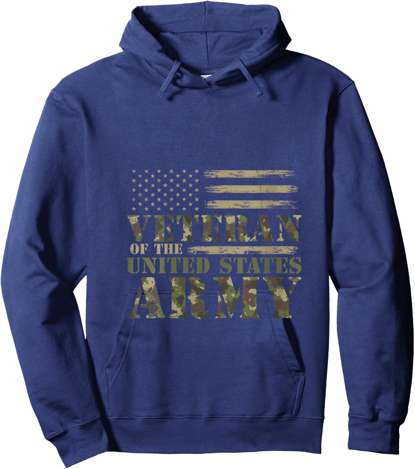Proud Soldier United States Army USA Flag Camouflage Veteran V-Neck Hoodie - Hoodie | Navy