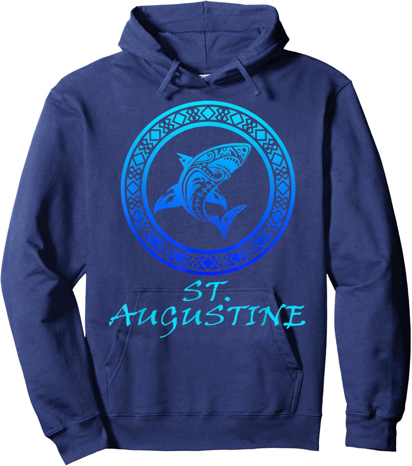 St. Augustine, Florida Vintage Retro Tribal Shark Vacation Hoodie - Hoodie | Navy