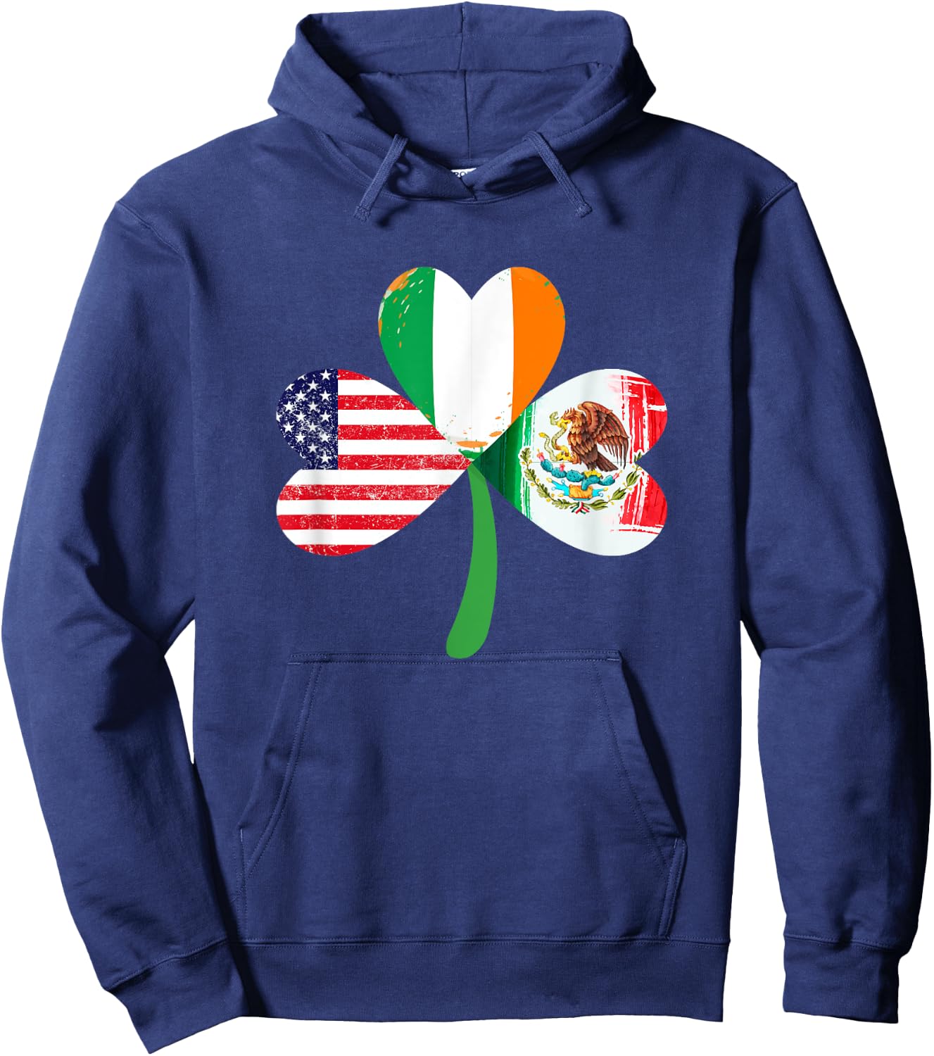 American Ireland Mexican Lucky Leaf Irish St. Patrick's Day Hoodie - Hoodie | Navy