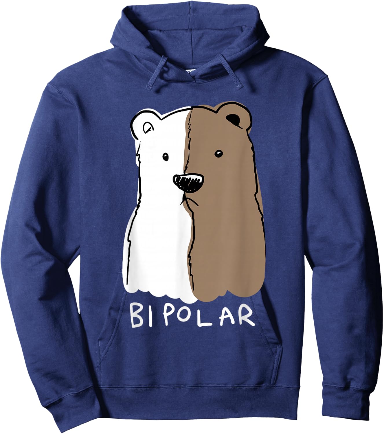 Funny Bipolar Disorder Design Men Women Bipolar Polar Bear Hoodie - Hoodie | Navy