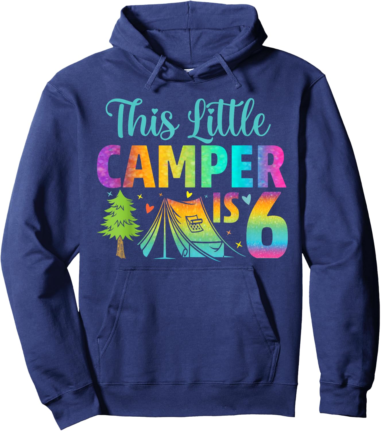 Camper Kids Birthday 6 Years Old Camping 6th B-day Funny Hoodie - Hoodie | Navy
