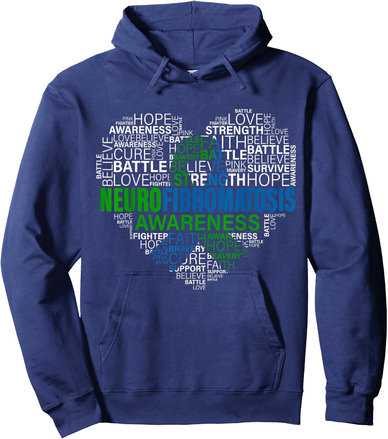 Neurofibromatosis Awareness Hope Support Strong Warrior Hoodie - Hoodie | Navy