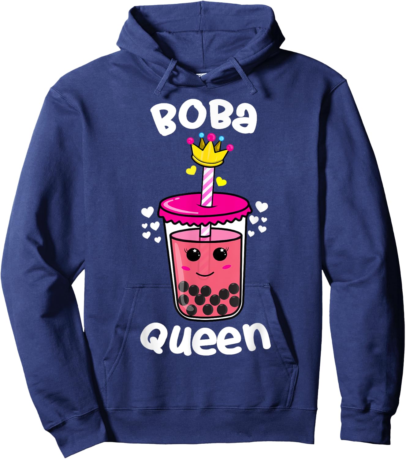 Boba Queen Love Cute Bubble Tea Lovers Women Girls Kids Gift Hoodie - Hoodie | Navy